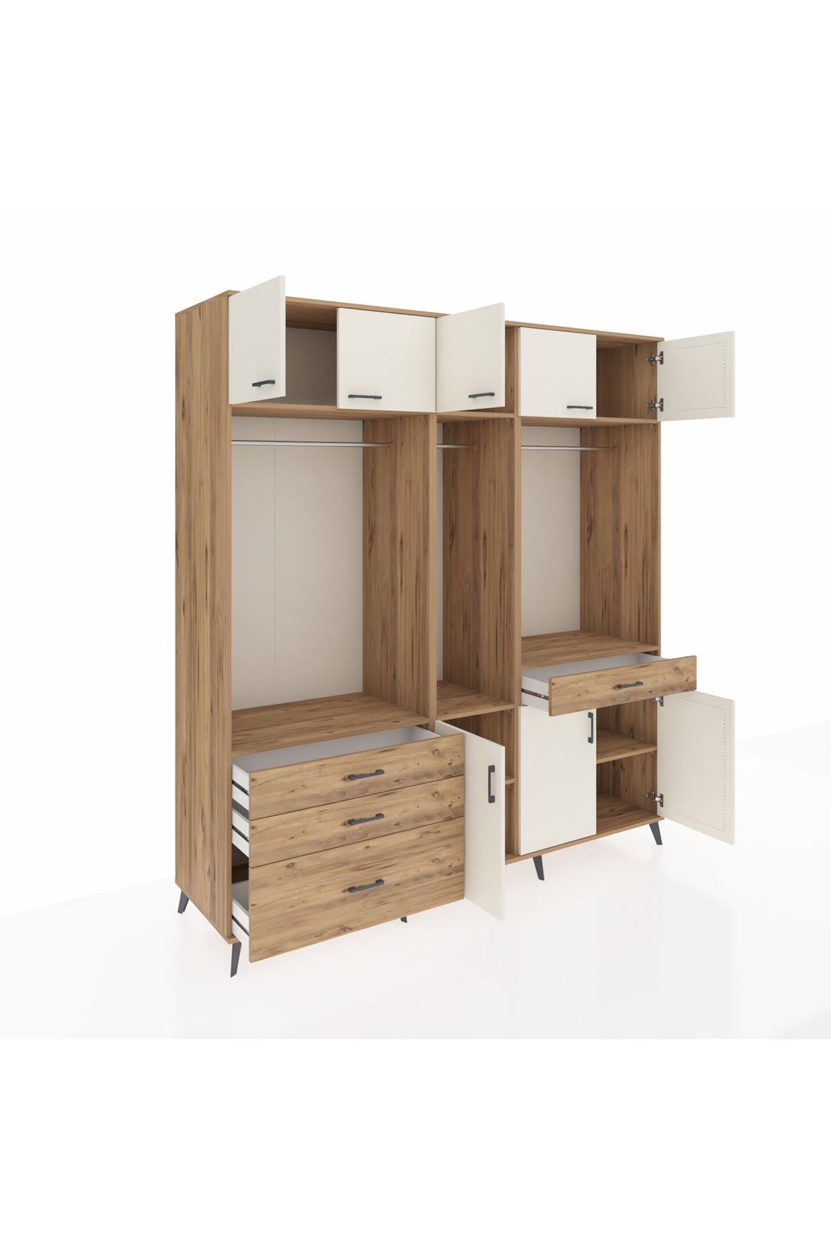 Kronos Dolap 8 Raflı 4 Çekmeceli 3 Askılı 220x59x243 - S784M059V24C