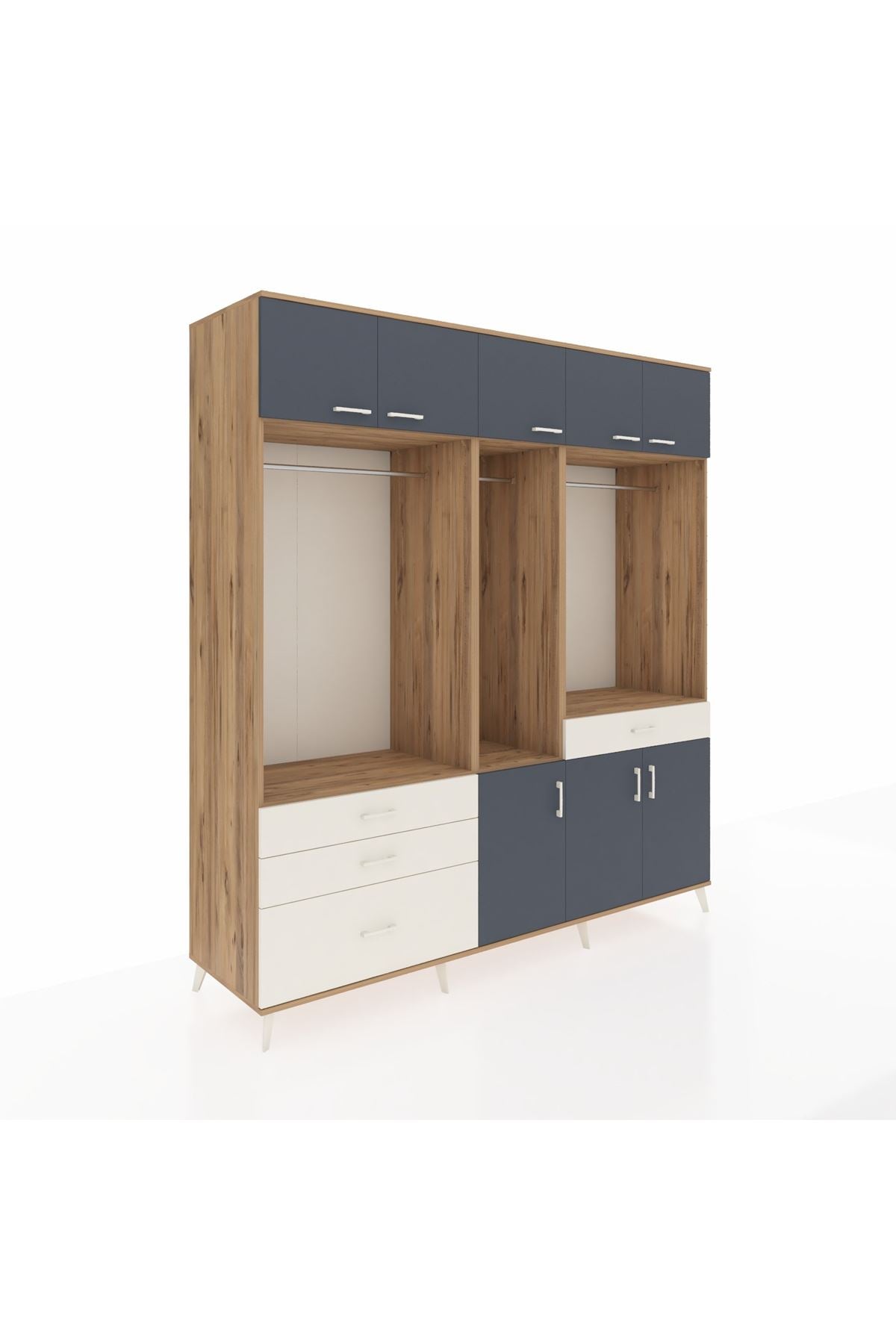 Kronos Dolap 8 Raflı 4 Çekmeceli 3 Askılı 220x59x243 - S784M059V25C