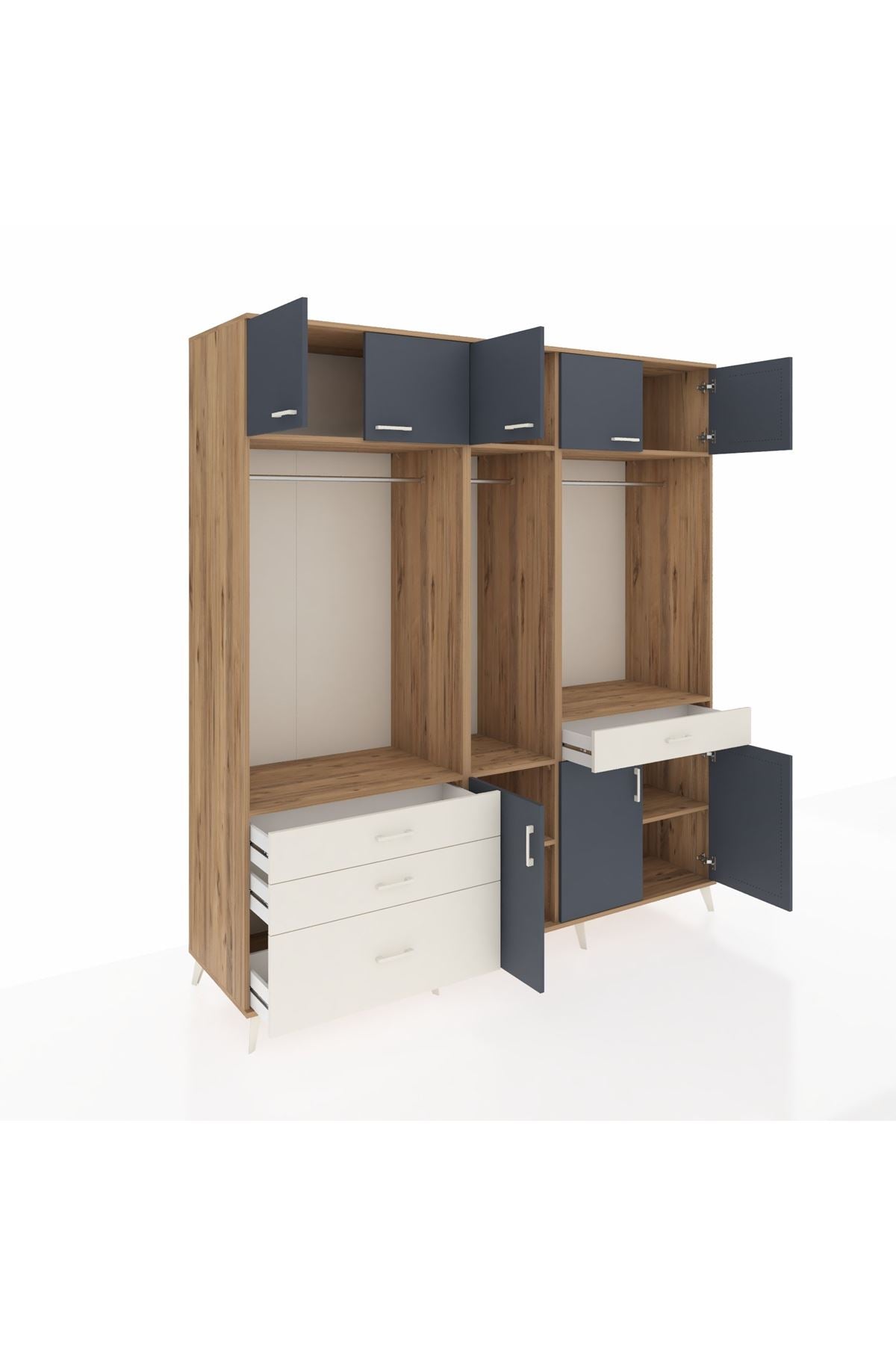Kronos Dolap 8 Raflı 4 Çekmeceli 3 Askılı 220x59x243 - S784M059V25C