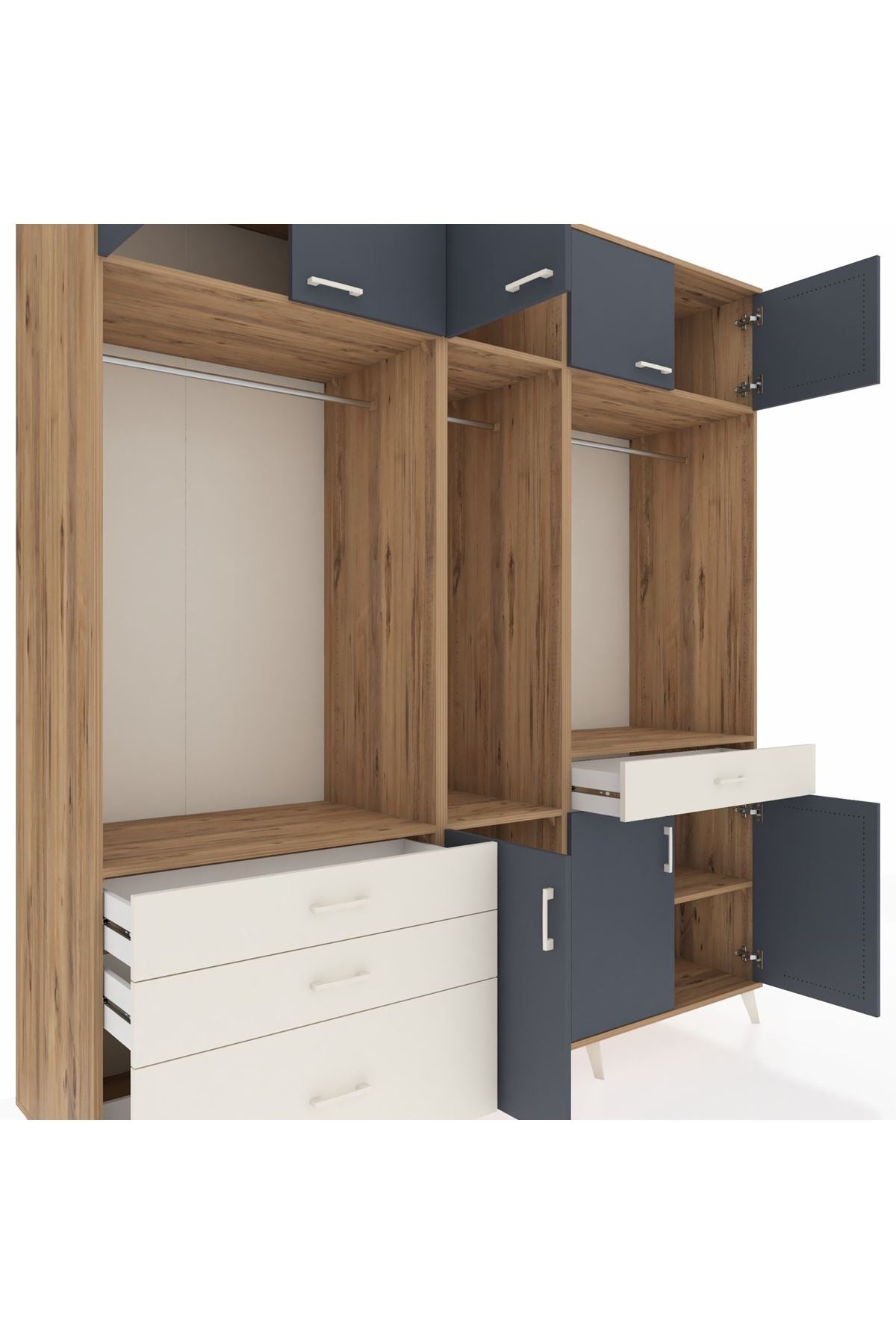 Kronos Dolap 8 Raflı 4 Çekmeceli 3 Askılı 220x59x243 - S784M059V25C