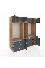 Kronos Dolap 8 Raflı 4 Çekmeceli 3 Askılı 220x59x243 - S784M059V26C