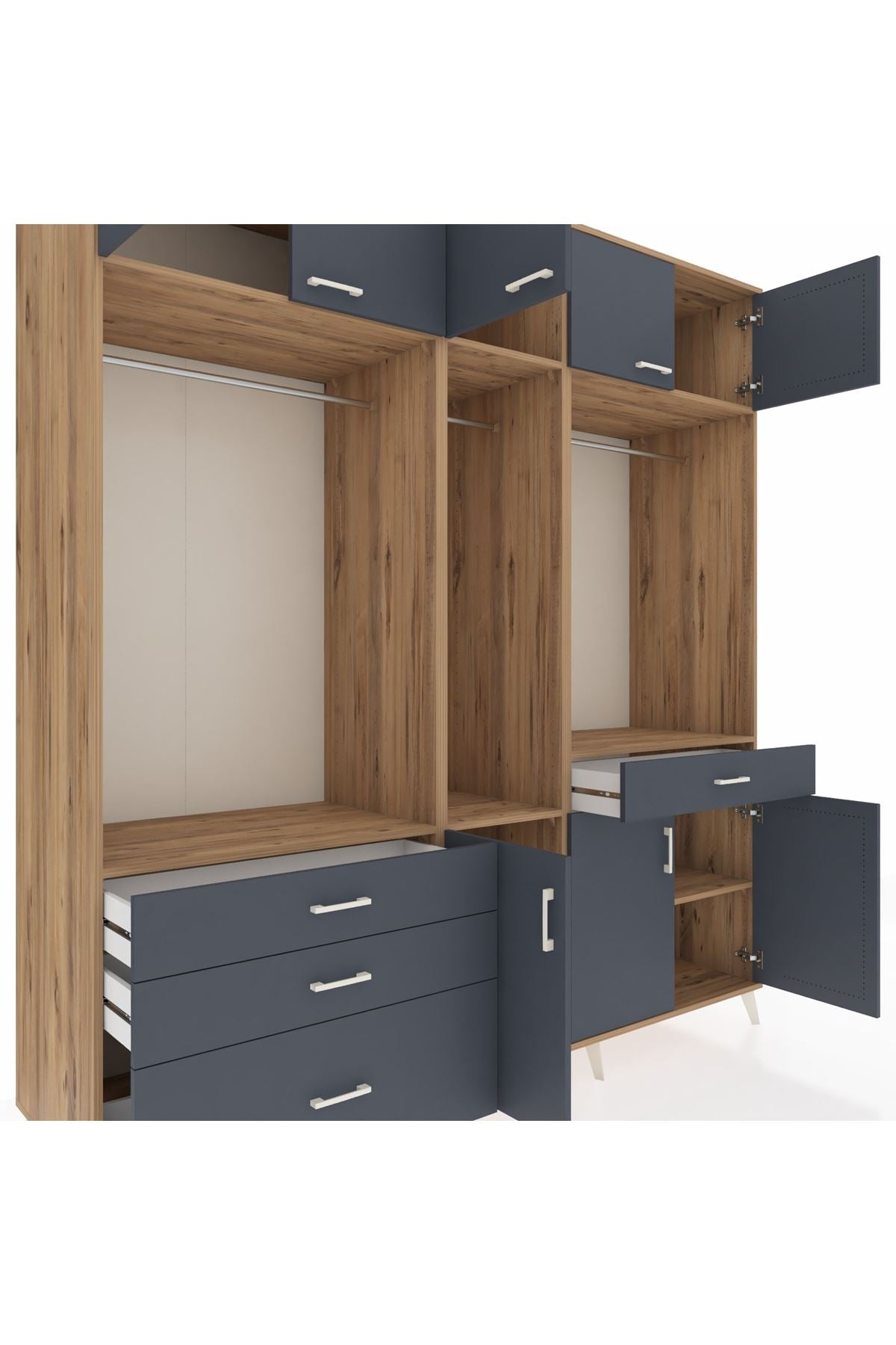 Kronos Dolap 8 Raflı 4 Çekmeceli 3 Askılı 220x59x243 - S784M059V26C