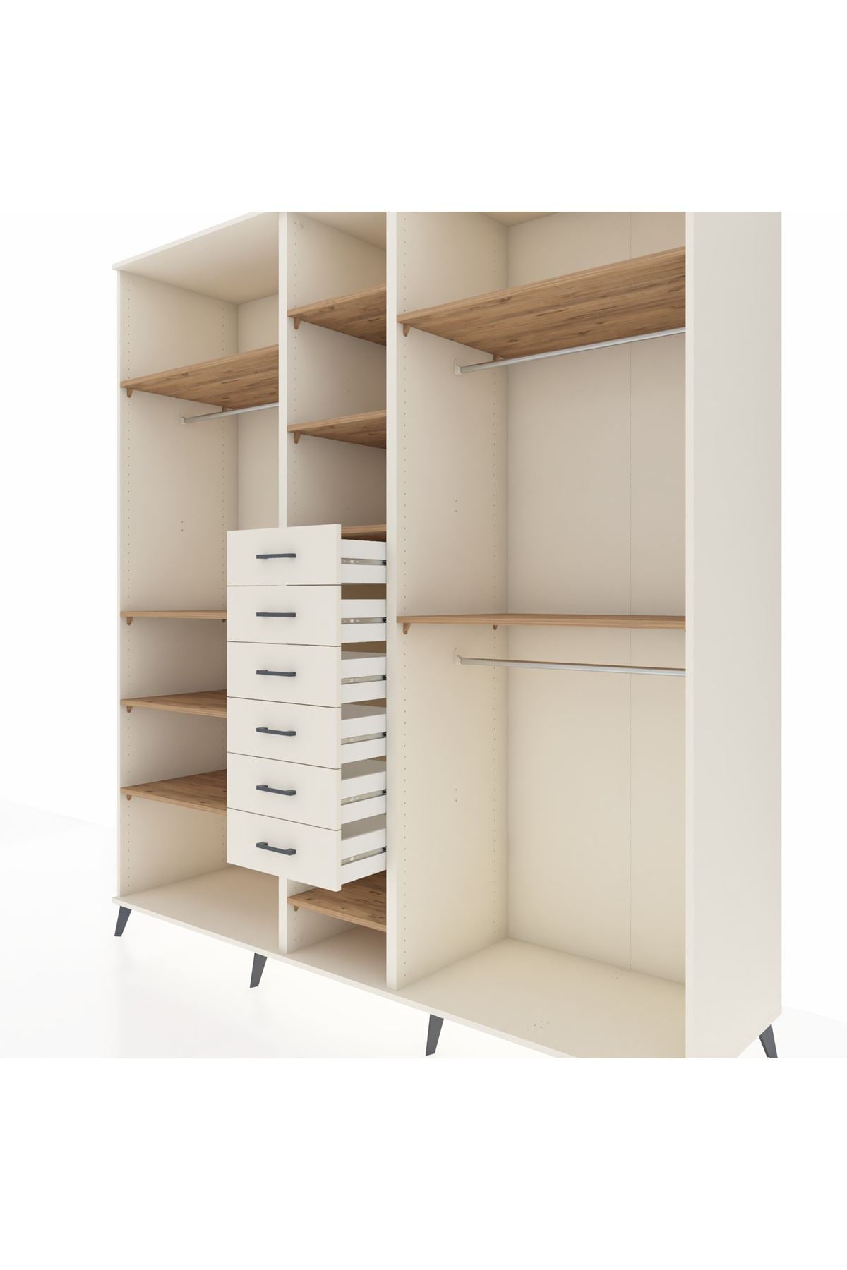 Kronos Dolap 10 Raflı 6 Çekmeceli 3 Askılı 220x59x243 - S784M060V01C