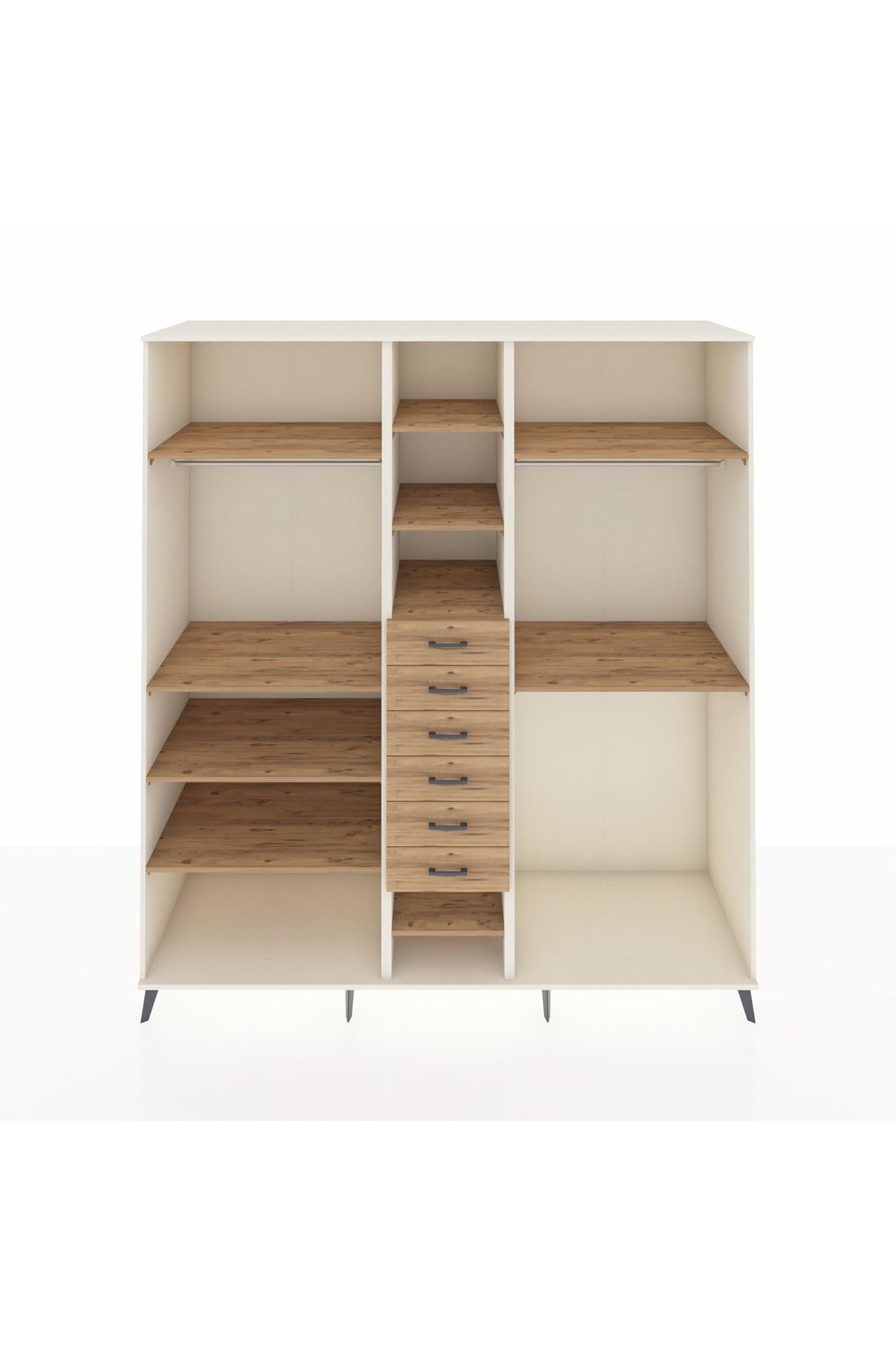 Kronos Dolap 10 Raflı 6 Çekmeceli 3 Askılı 220x59x243 - S784M060V03C