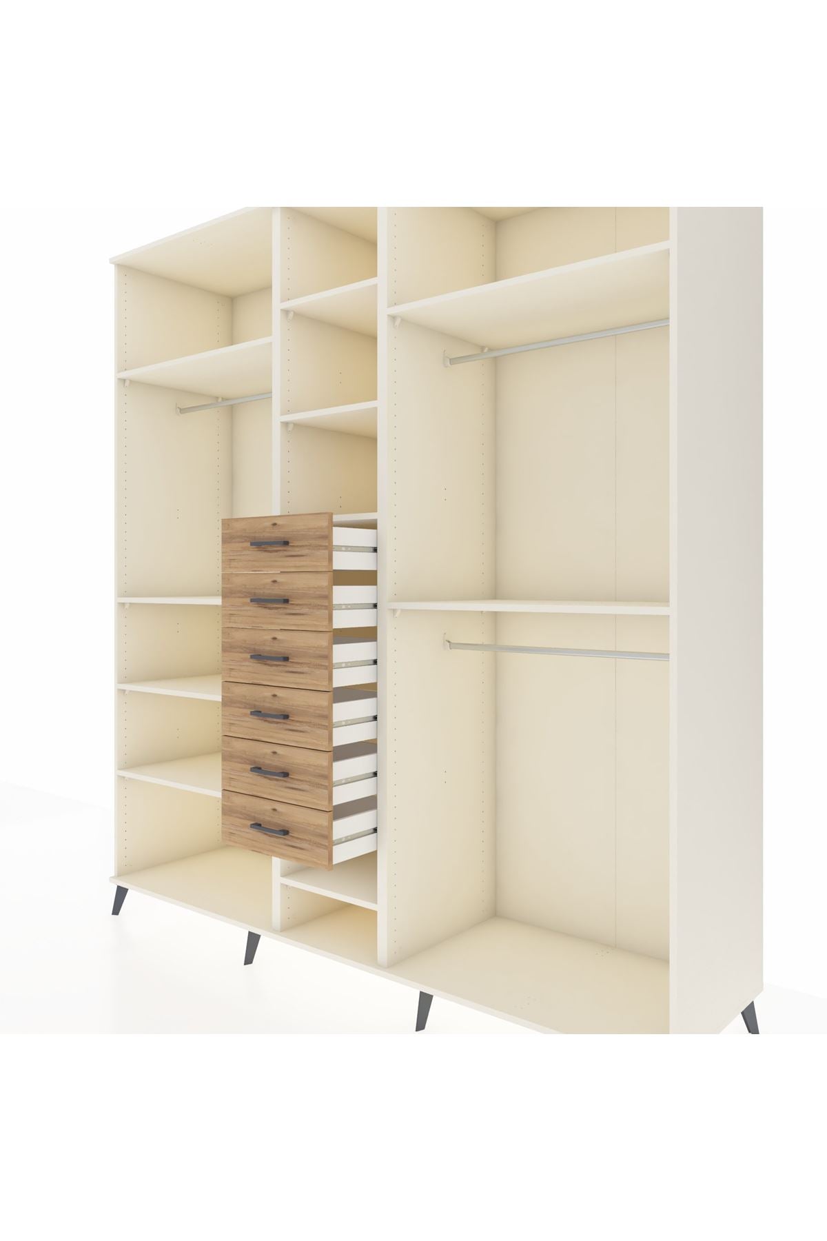 Kronos Dolap 10 Raflı 6 Çekmeceli 3 Askılı 220x59x243 - S784M060V06C