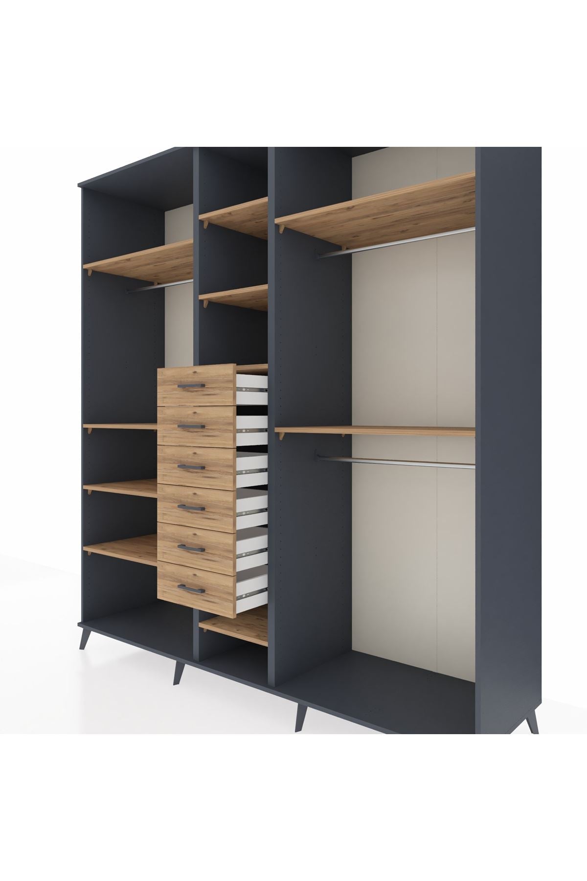 Kronos Dolap 10 Raflı 6 Çekmeceli 3 Askılı 220x59x243 - S784M060V12C