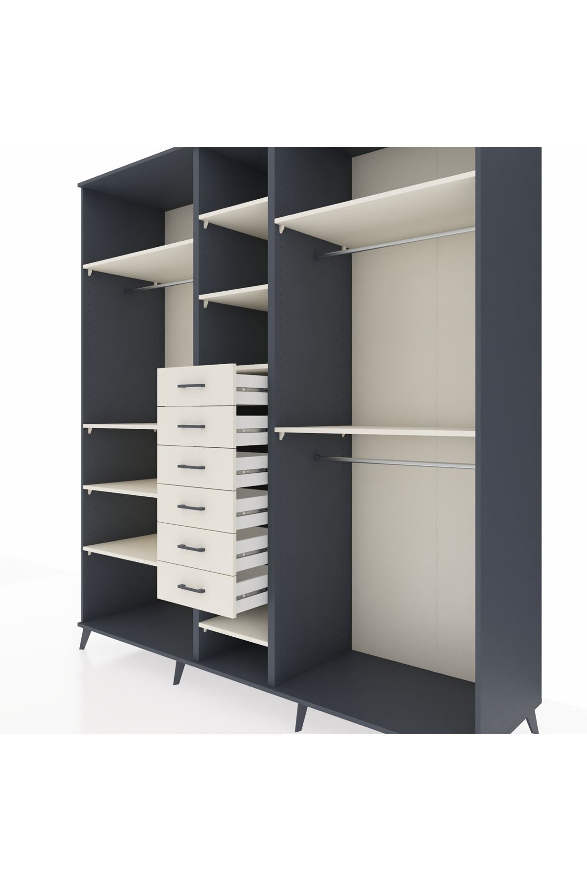 Kronos Dolap 10 Raflı 6 Çekmeceli 3 Askılı 220x59x243 - S784M060V13C