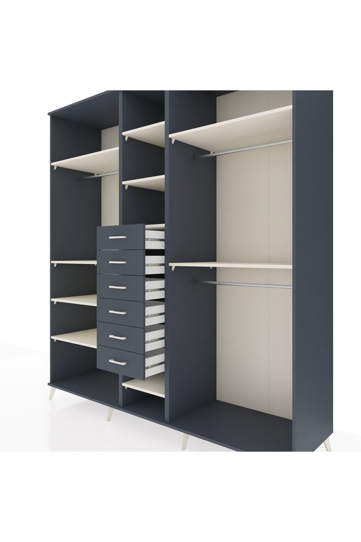 Kronos Dolap 10 Raflı 6 Çekmeceli 3 Askılı 220x59x243 - S784M060V14C