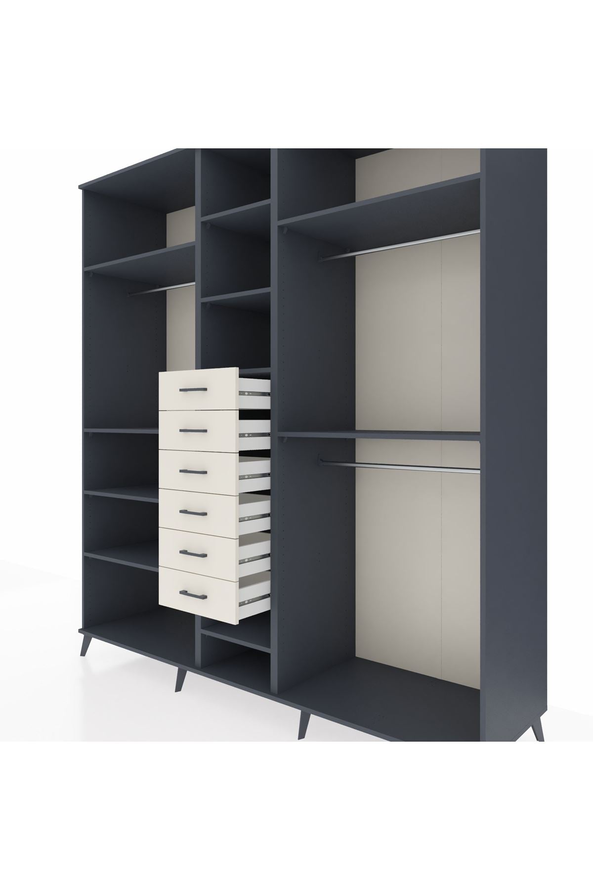 Kronos Dolap 10 Raflı 6 Çekmeceli 3 Askılı 220x59x243 - S784M060V16C