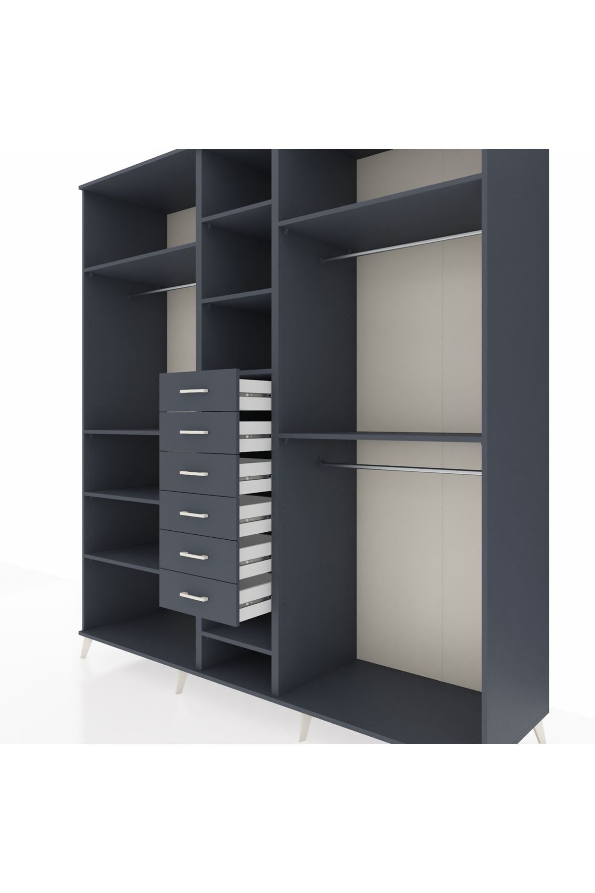 Kronos Dolap 10 Raflı 6 Çekmeceli 3 Askılı 220x59x243 - S784M060V17C