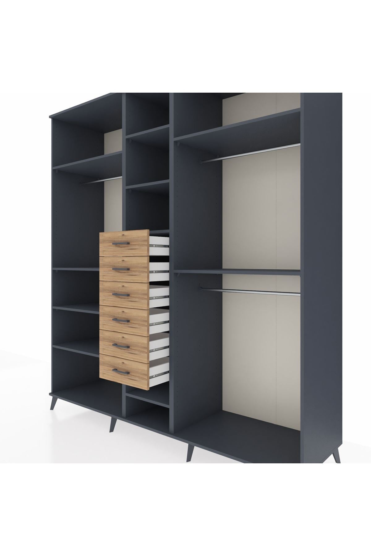 Kronos Dolap 10 Raflı 6 Çekmeceli 3 Askılı 220x59x243 - S784M060V18C