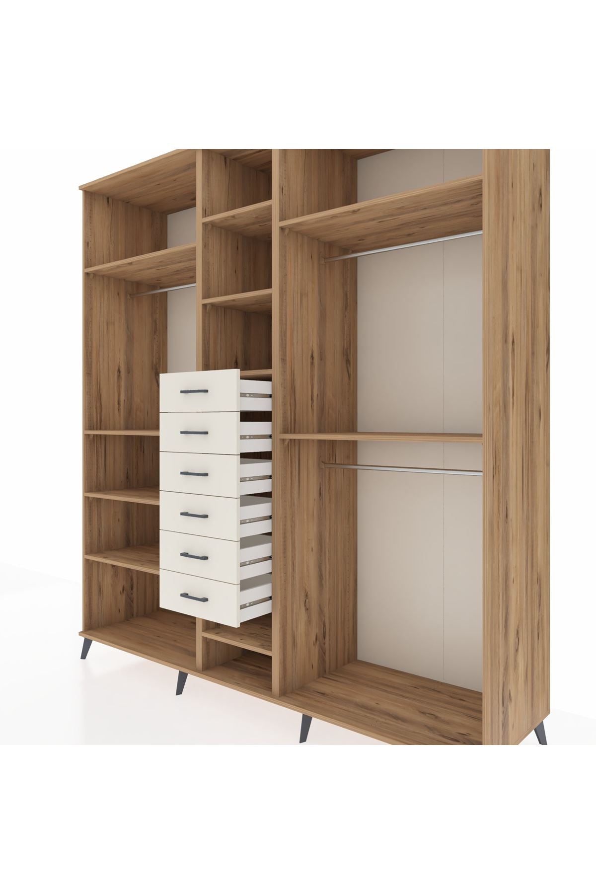 Kronos Dolap 10 Raflı 6 Çekmeceli 3 Askılı 220x59x243 - S784M060V19C