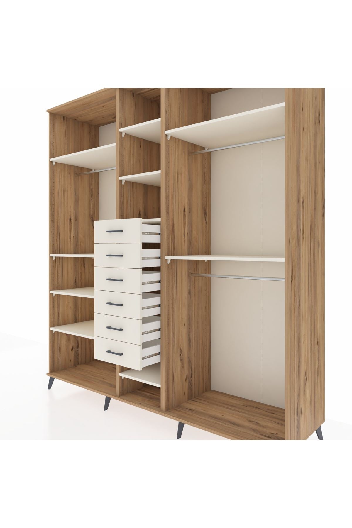 Kronos Dolap 10 Raflı 6 Çekmeceli 3 Askılı 220x59x243 - S784M060V22C
