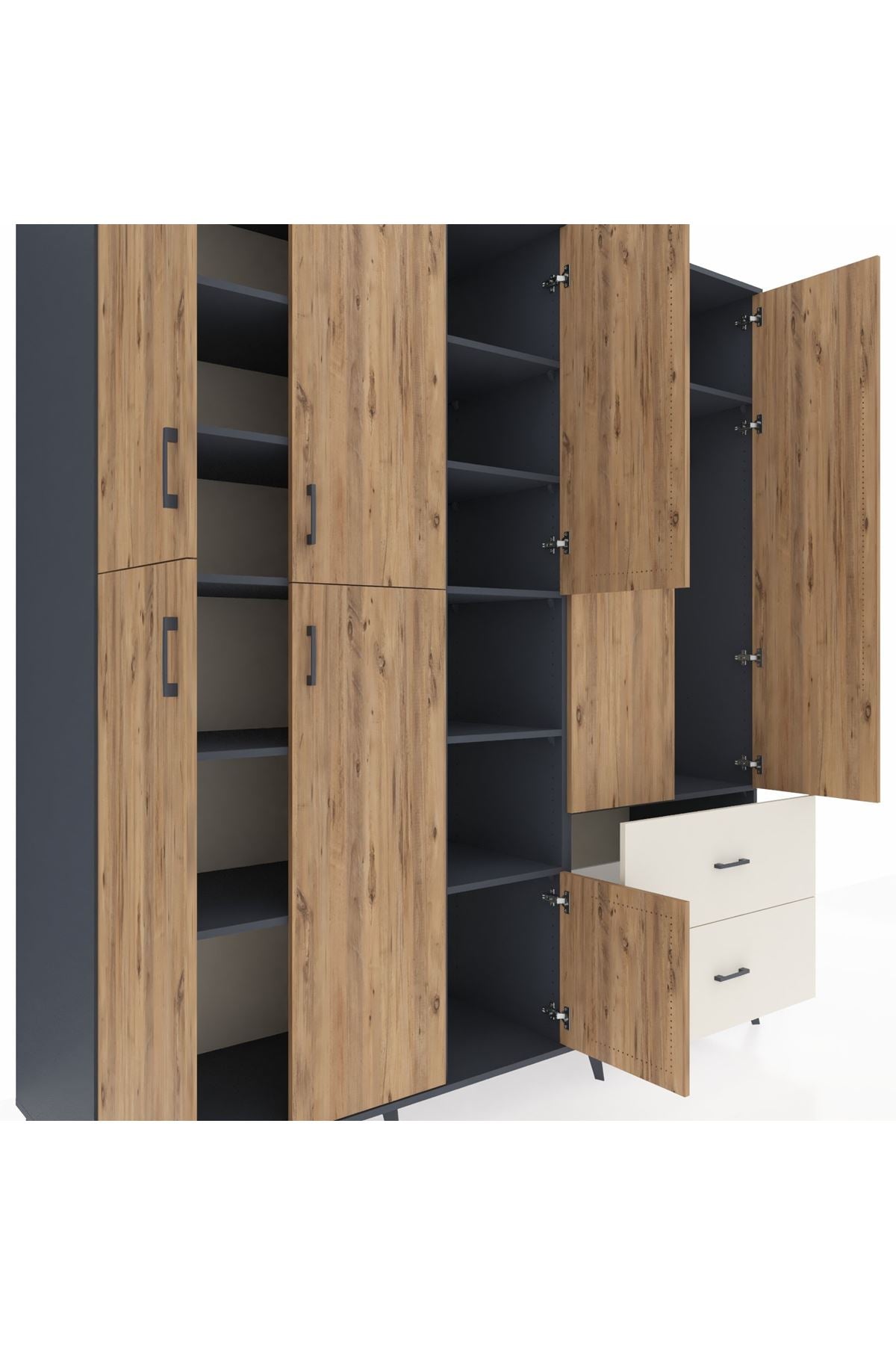 Kronos Dolap 12 Raflı 2 Çekmeceli Tek Askılı 220x59x243 - S784M063V10C