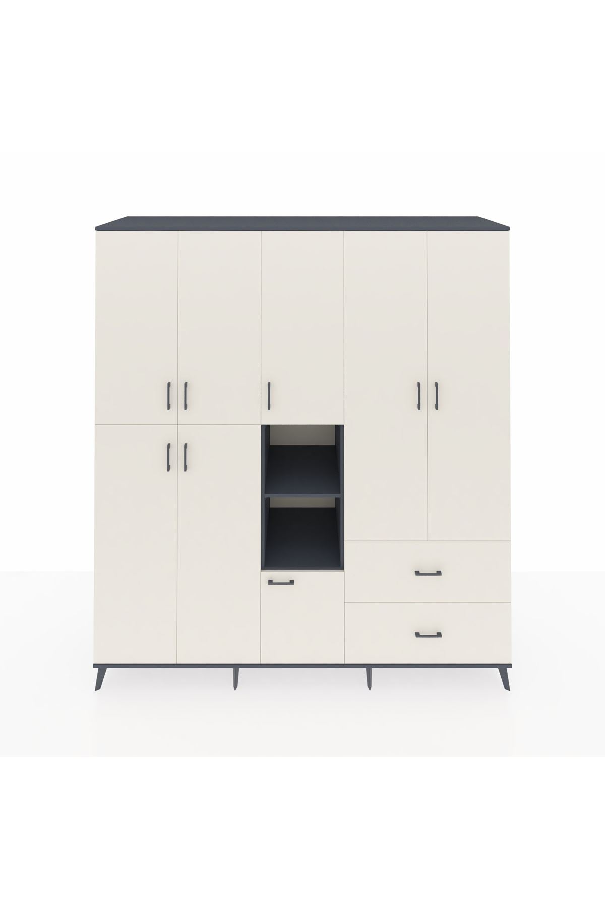 Kronos Dolap 12 Raflı 2 Çekmeceli Tek Askılı 220x59x243 - S784M063V13C