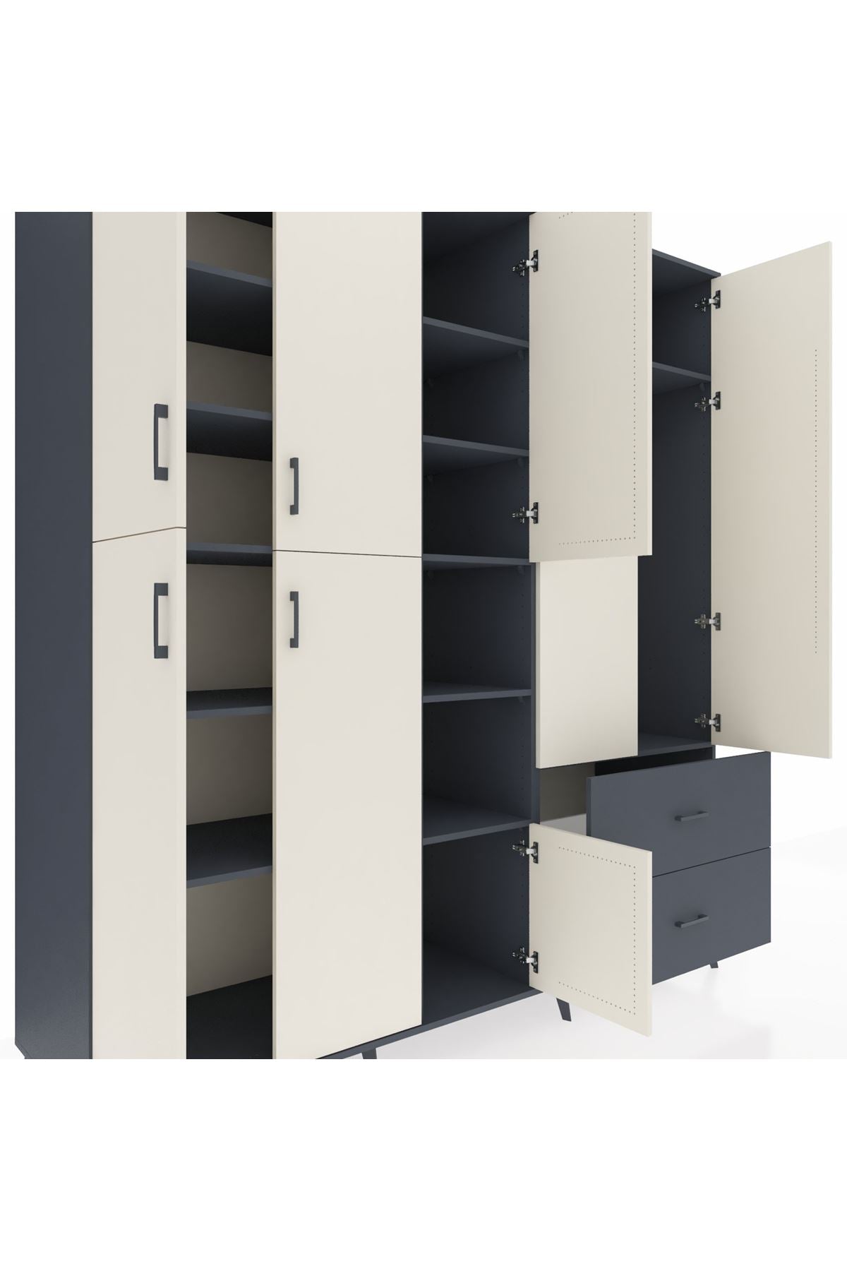 Kronos Dolap 12 Raflı 2 Çekmeceli Tek Askılı 220x59x243 - S784M063V14C