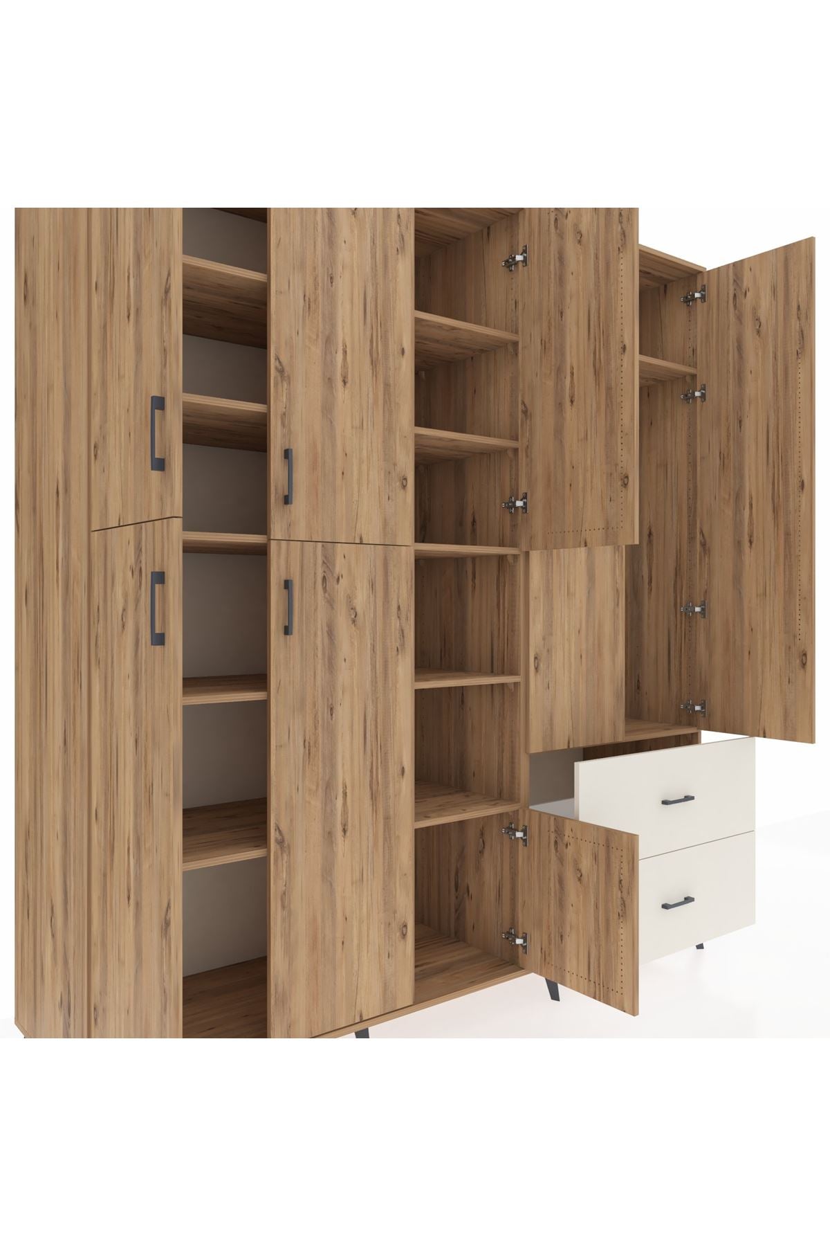 Kronos Dolap 12 Raflı 2 Çekmeceli Tek Askılı 220x59x243 - S784M063V19C