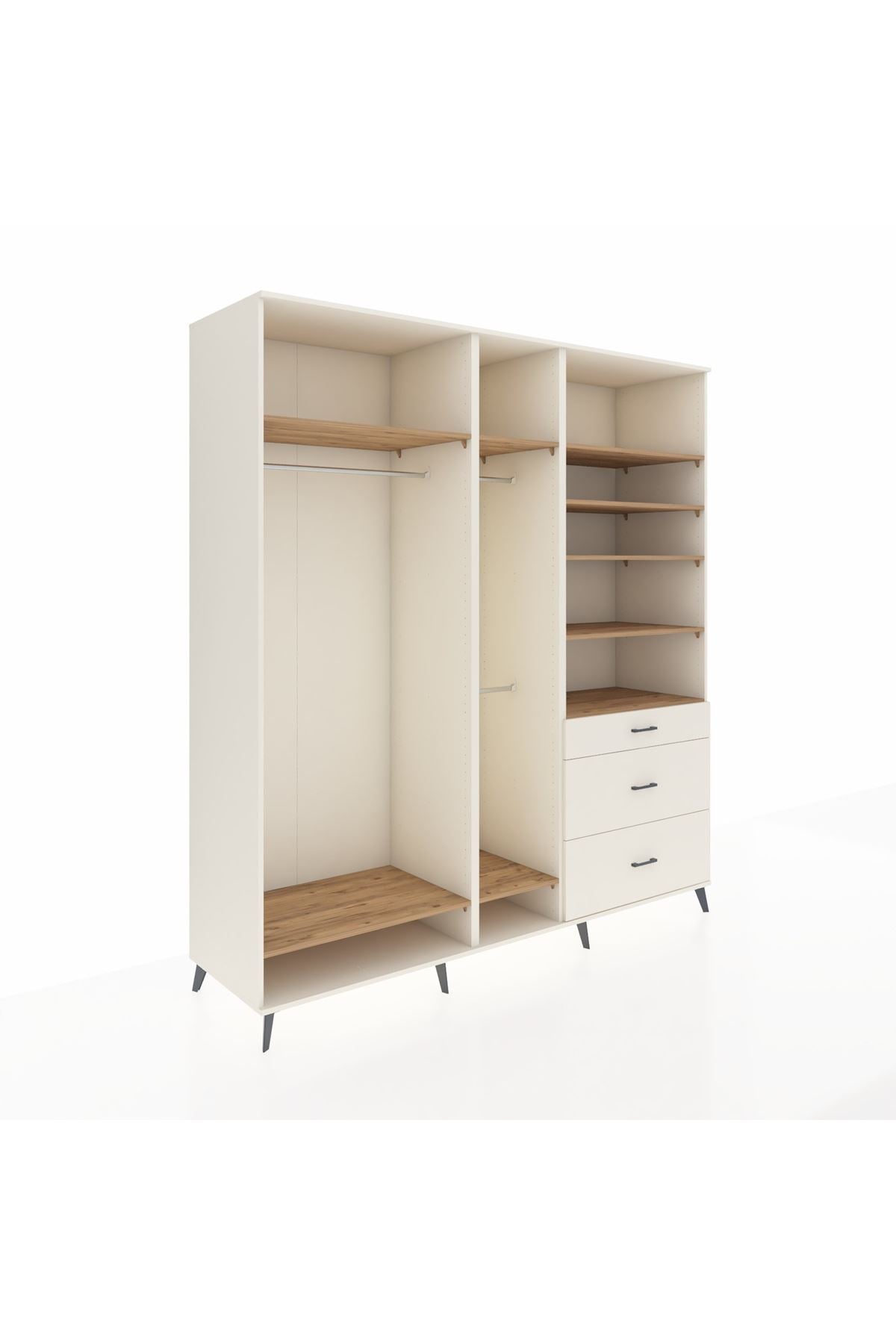 Kronos Dolap 9 Raflı 3 Çekmeceli 3 Askılı 220x59x243 - S784M064V01C