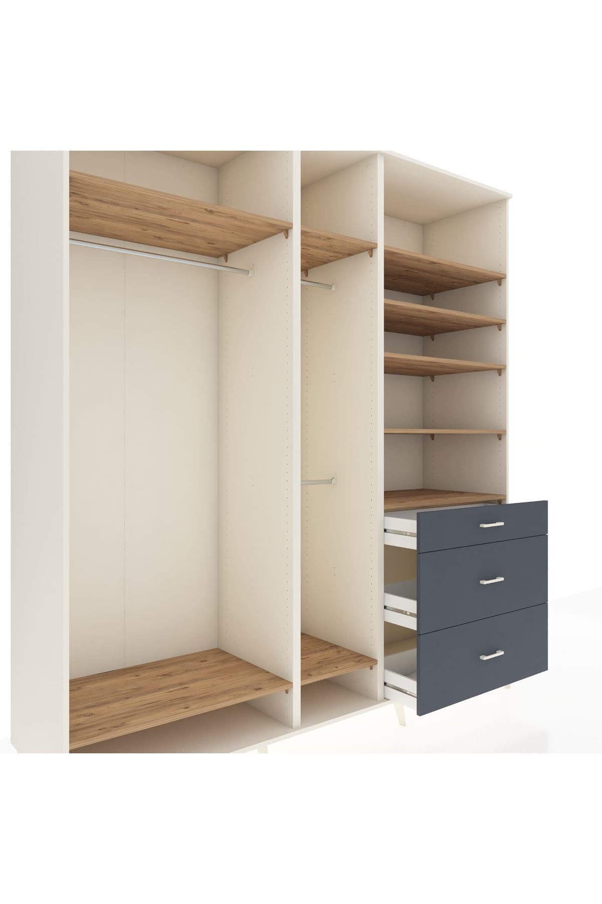 Kronos Dolap 9 Raflı 3 Çekmeceli 3 Askılı 220x59x243 - S784M064V02C