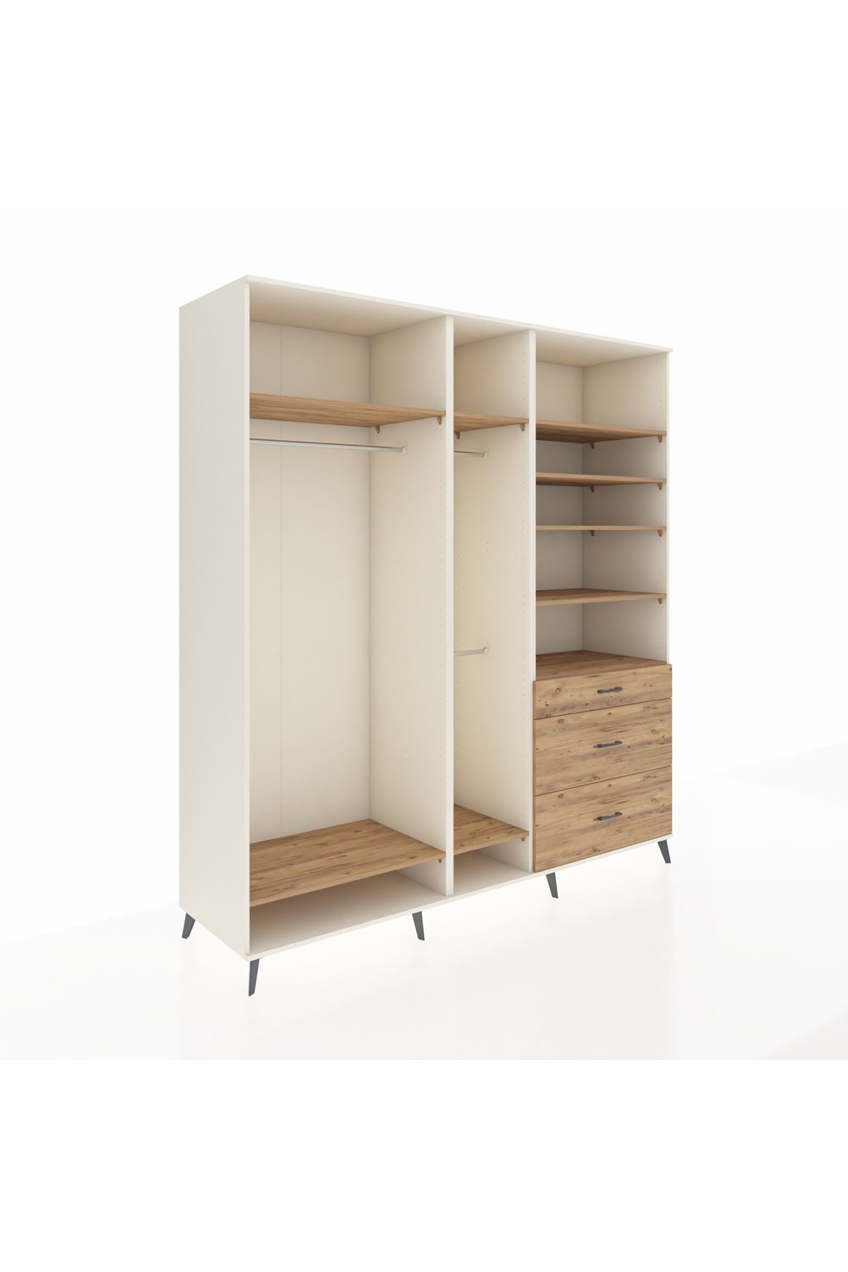 Kronos Dolap 9 Raflı 3 Çekmeceli 3 Askılı 220x59x243 - S784M064V03C