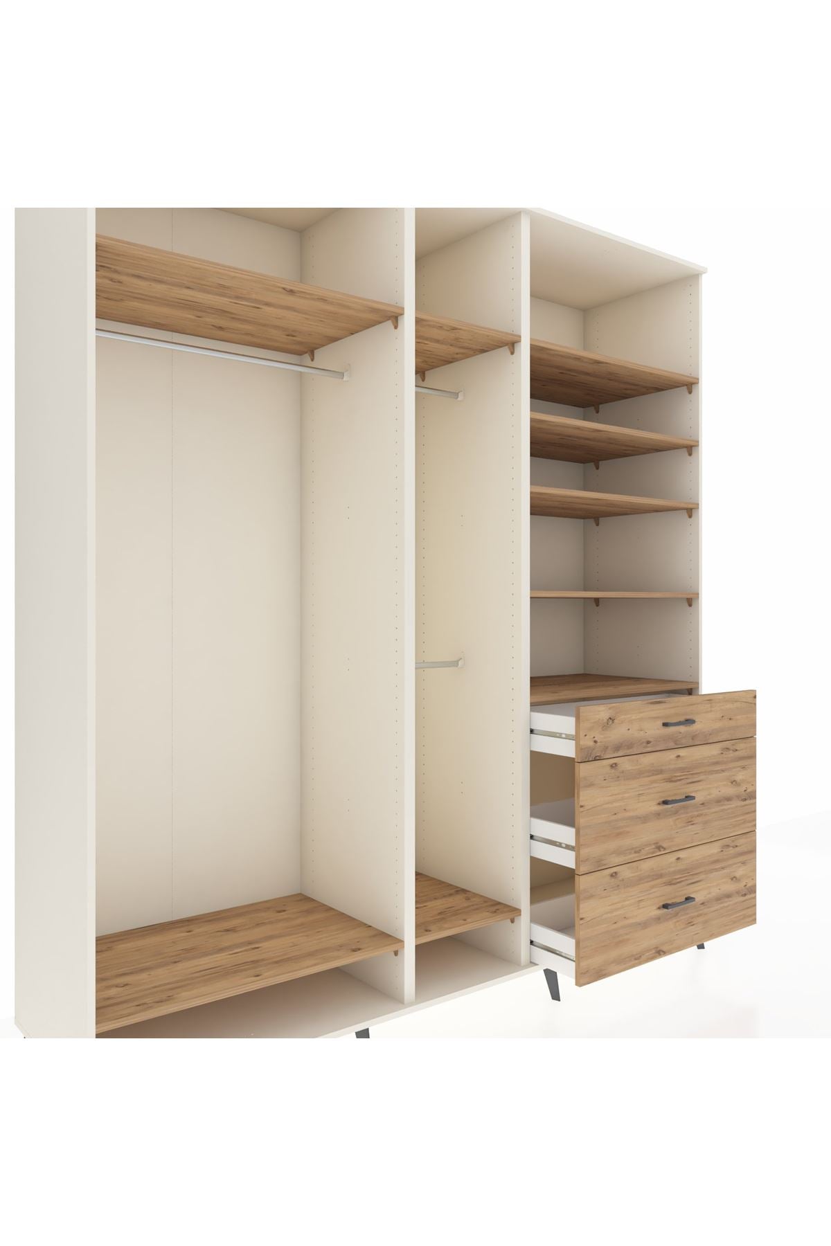 Kronos Dolap 9 Raflı 3 Çekmeceli 3 Askılı 220x59x243 - S784M064V03C