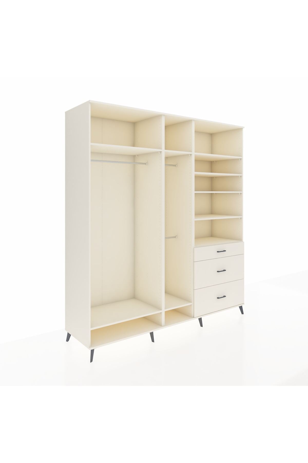 Kronos Dolap 9 Raflı 3 Çekmeceli 3 Askılı 220x59x243 - S784M064V04C