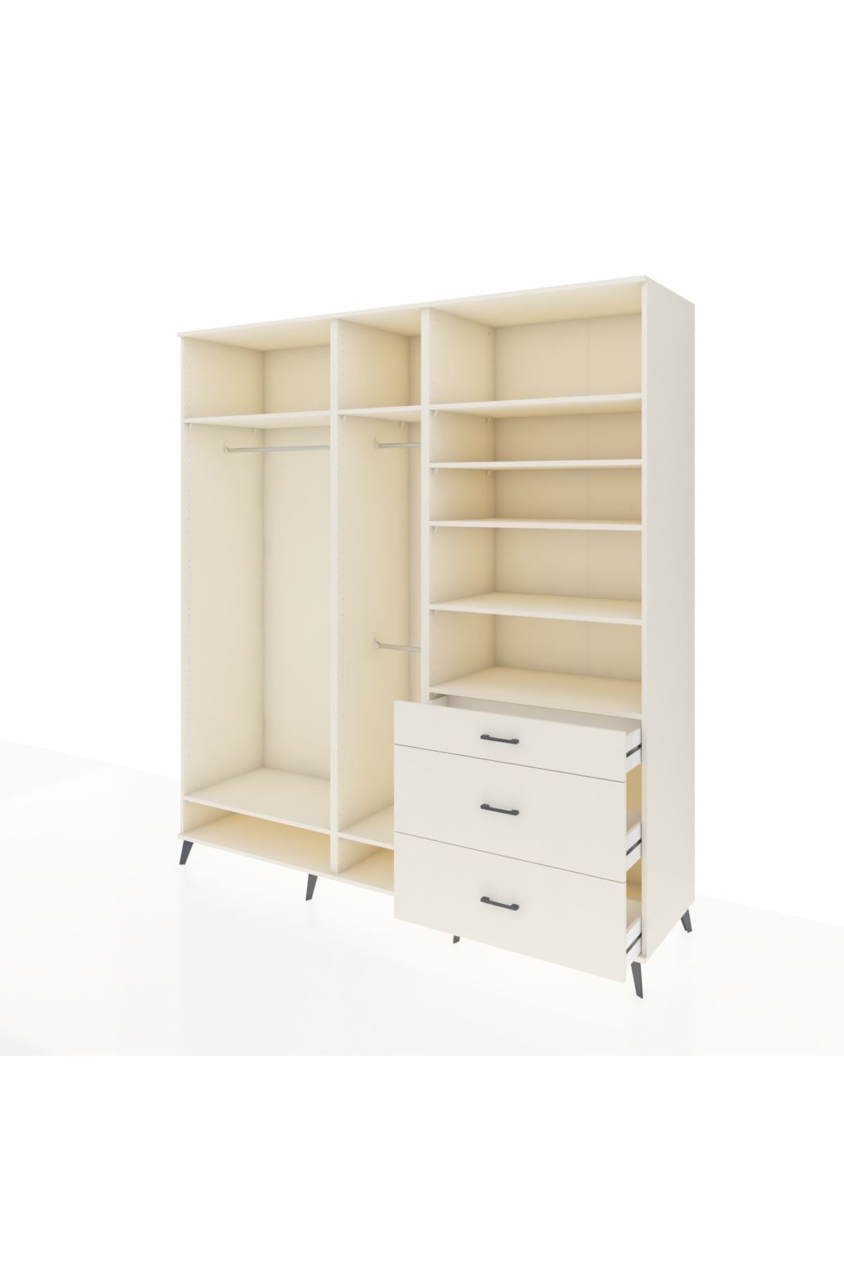 Kronos Dolap 9 Raflı 3 Çekmeceli 3 Askılı 220x59x243 - S784M064V04C