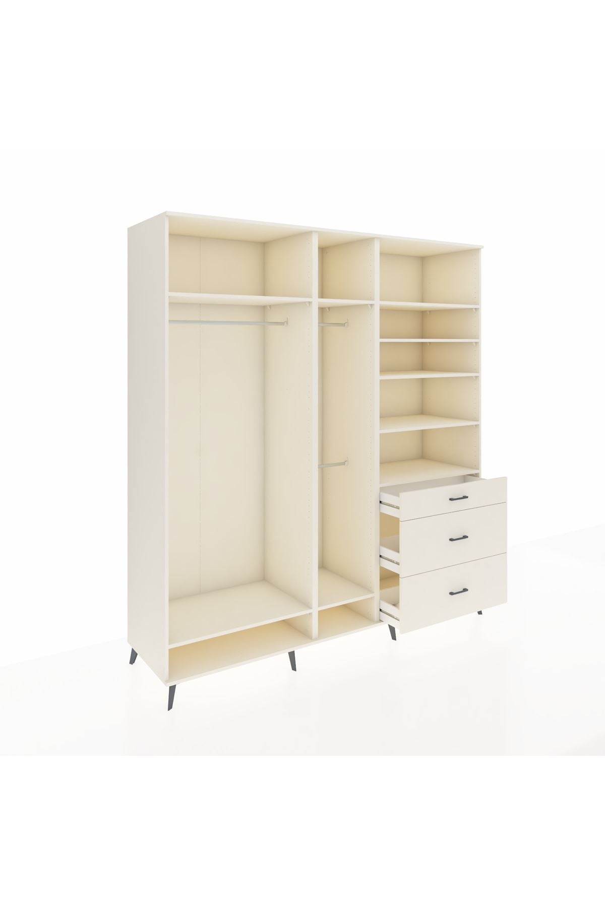 Kronos Dolap 9 Raflı 3 Çekmeceli 3 Askılı 220x59x243 - S784M064V04C