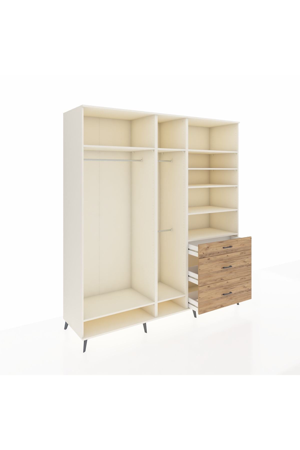Kronos Dolap 9 Raflı 3 Çekmeceli 3 Askılı 220x59x243 - S784M064V06C