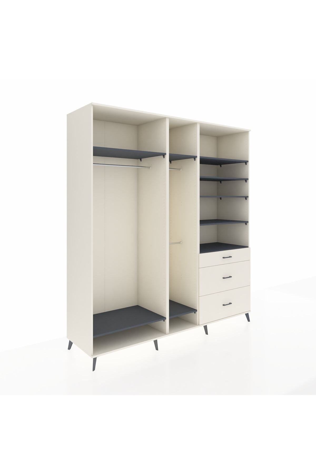 Kronos Dolap 9 Raflı 3 Çekmeceli 3 Askılı 220x59x243 - S784M064V07C