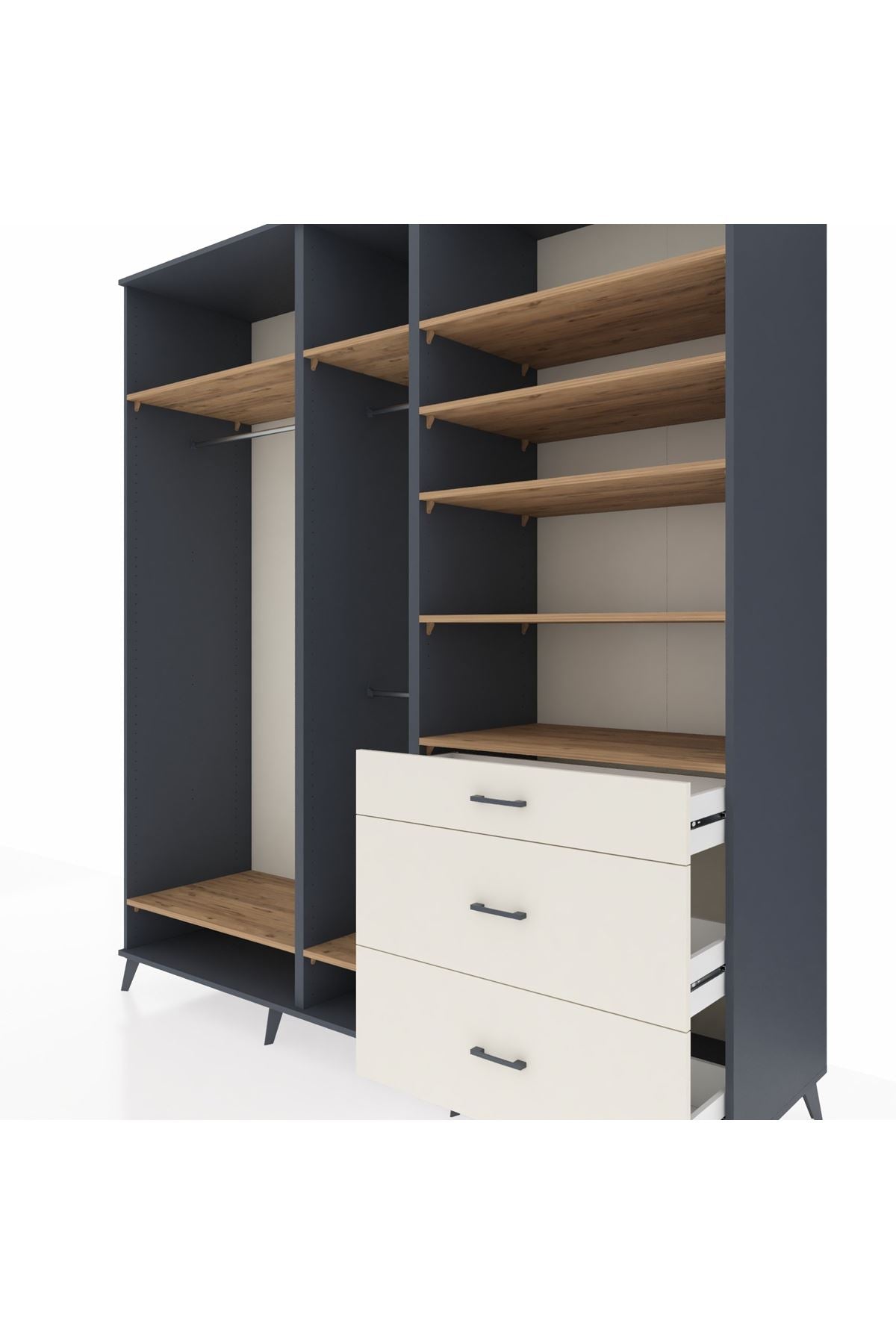 Kronos Dolap 9 Raflı 3 Çekmeceli 3 Askılı 220x59x243 - S784M064V10C
