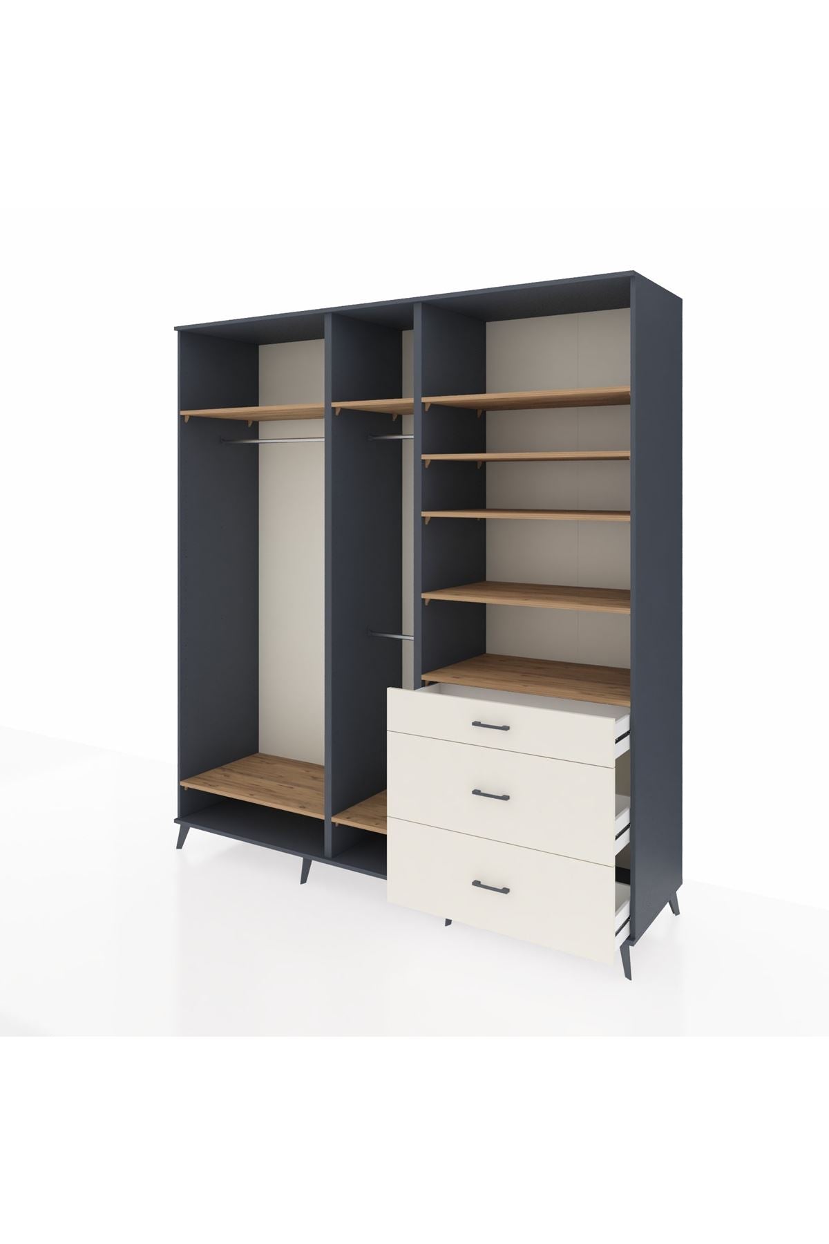 Kronos Dolap 9 Raflı 3 Çekmeceli 3 Askılı 220x59x243 - S784M064V10C