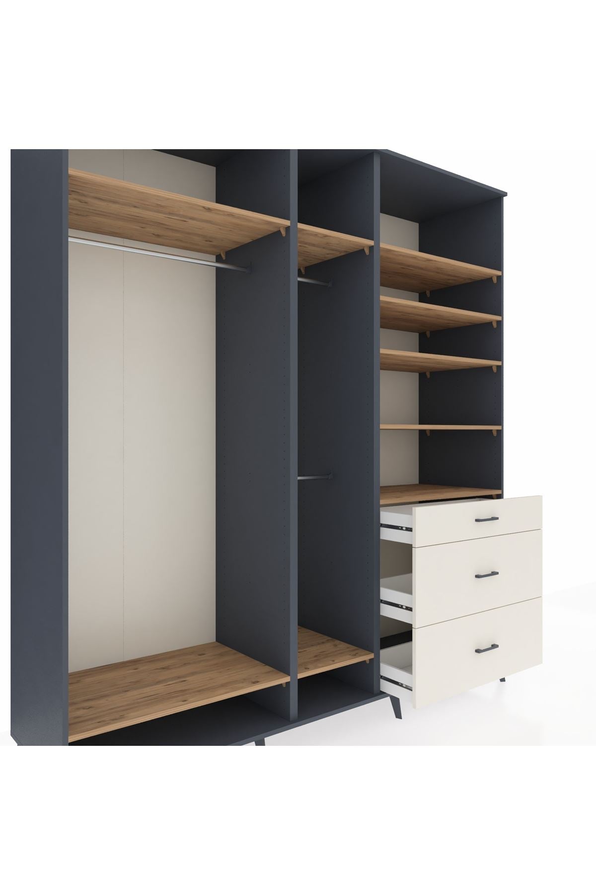 Kronos Dolap 9 Raflı 3 Çekmeceli 3 Askılı 220x59x243 - S784M064V10C