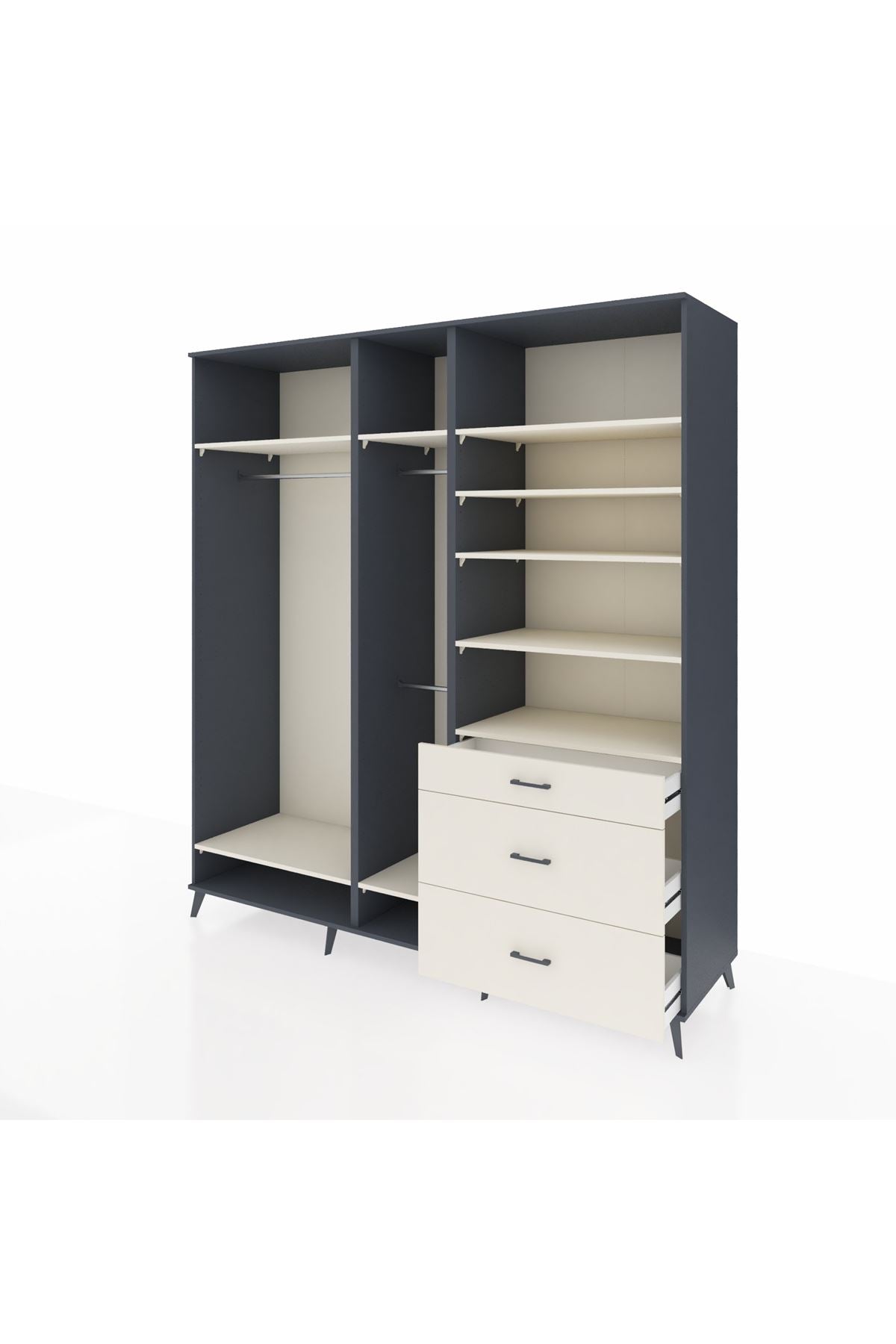 Kronos Dolap 9 Raflı 3 Çekmeceli 3 Askılı 220x59x243 - S784M064V13C