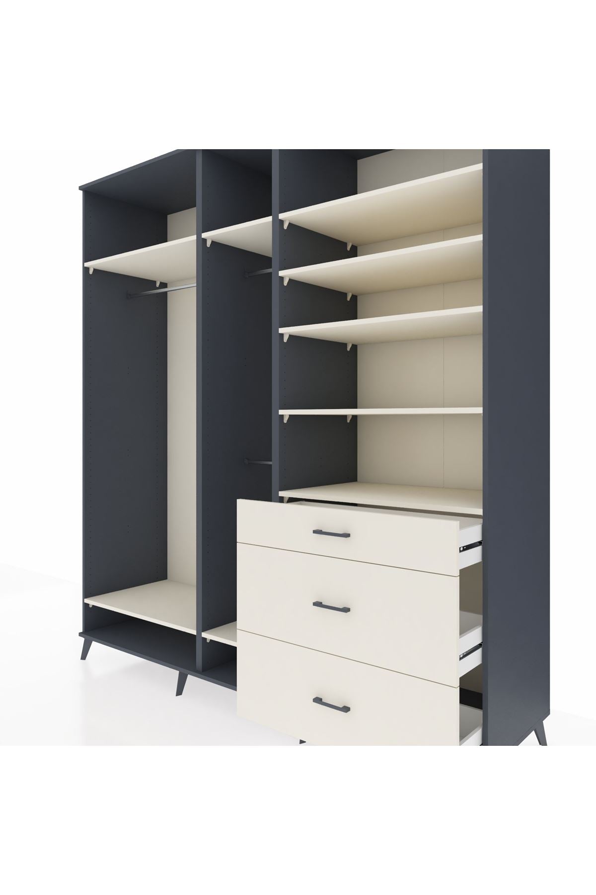 Kronos Dolap 9 Raflı 3 Çekmeceli 3 Askılı 220x59x243 - S784M064V13C