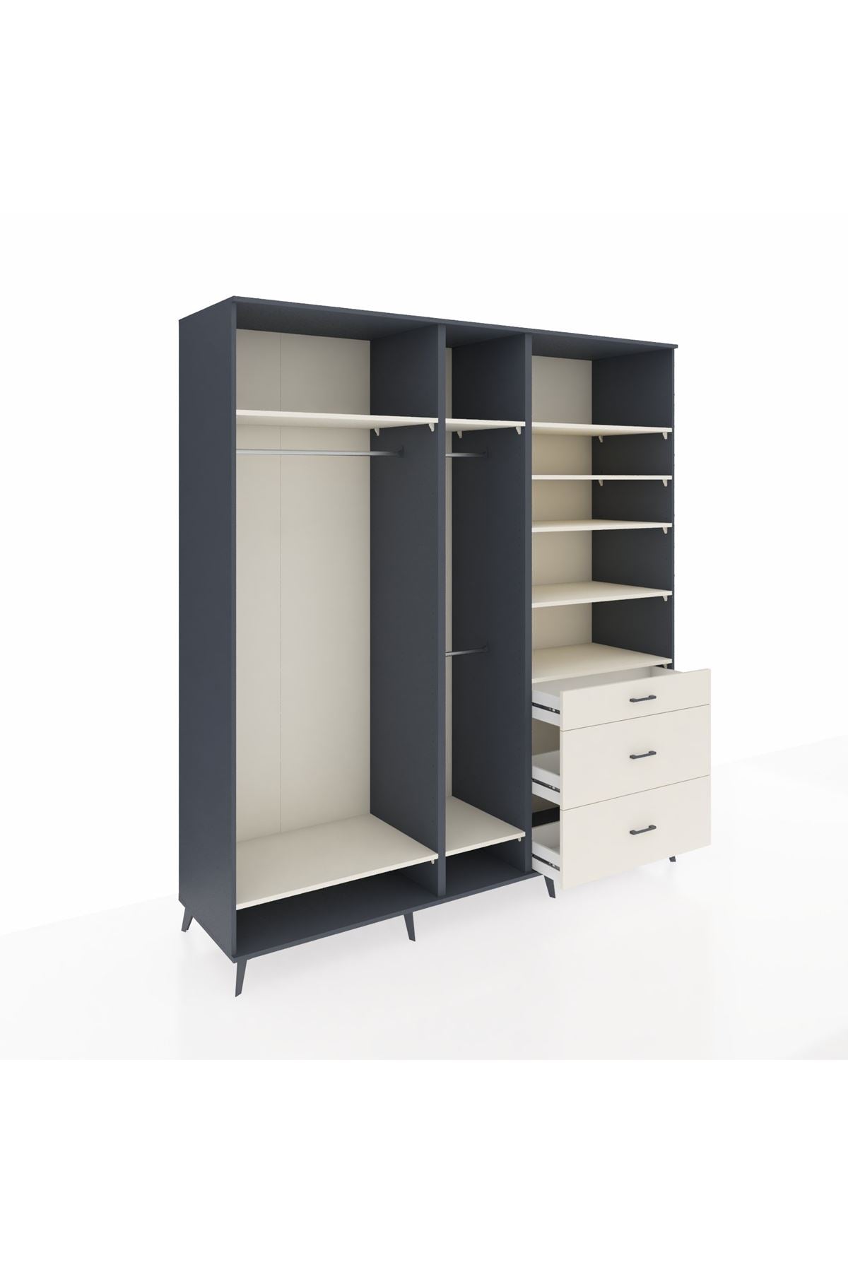 Kronos Dolap 9 Raflı 3 Çekmeceli 3 Askılı 220x59x243 - S784M064V13C