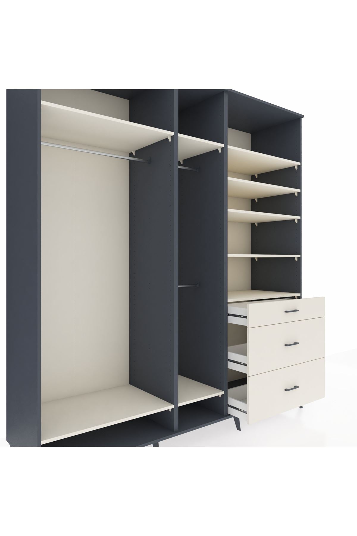Kronos Dolap 9 Raflı 3 Çekmeceli 3 Askılı 220x59x243 - S784M064V13C