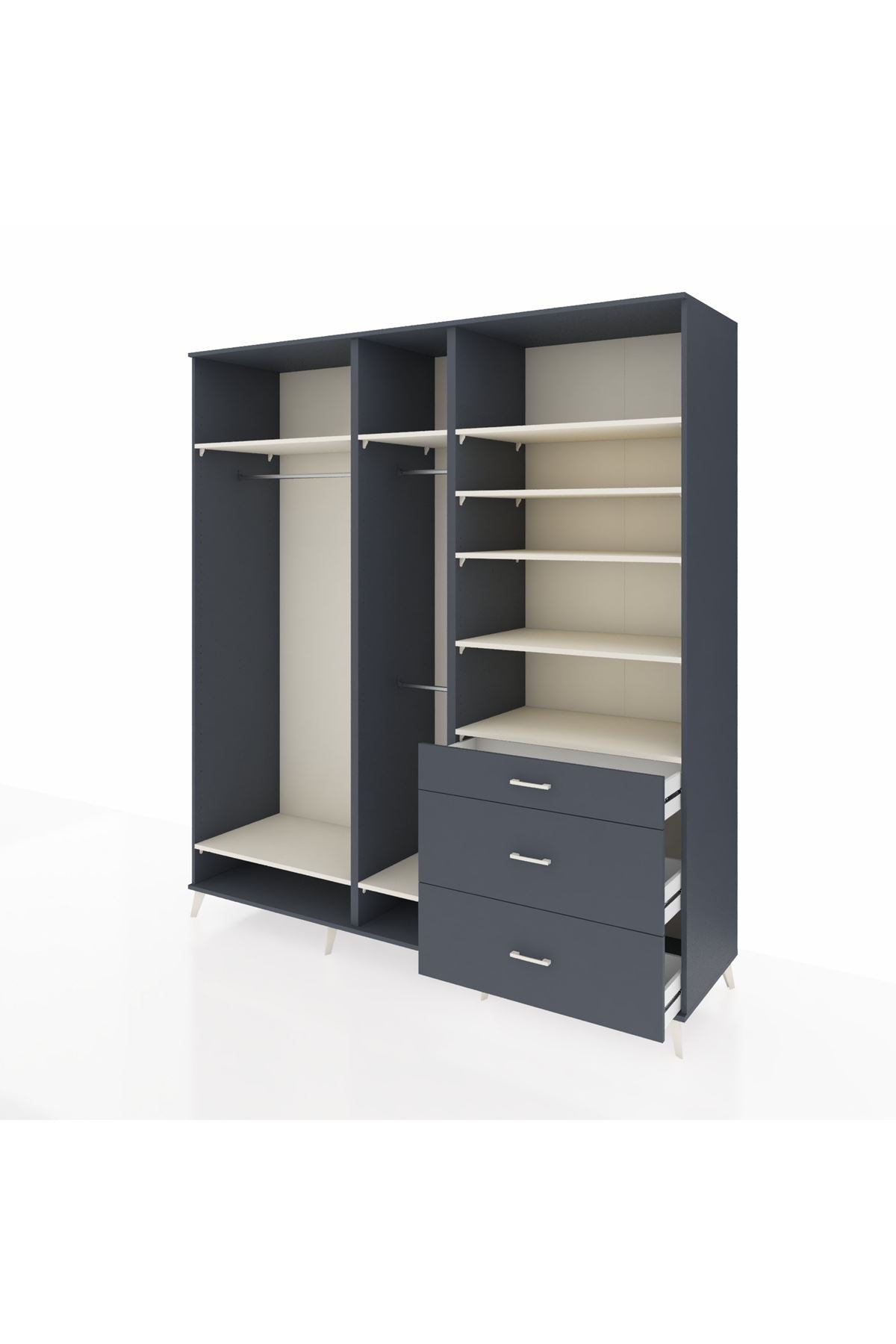 Kronos Dolap 9 Raflı 3 Çekmeceli 3 Askılı 220x59x243 - S784M064V14C