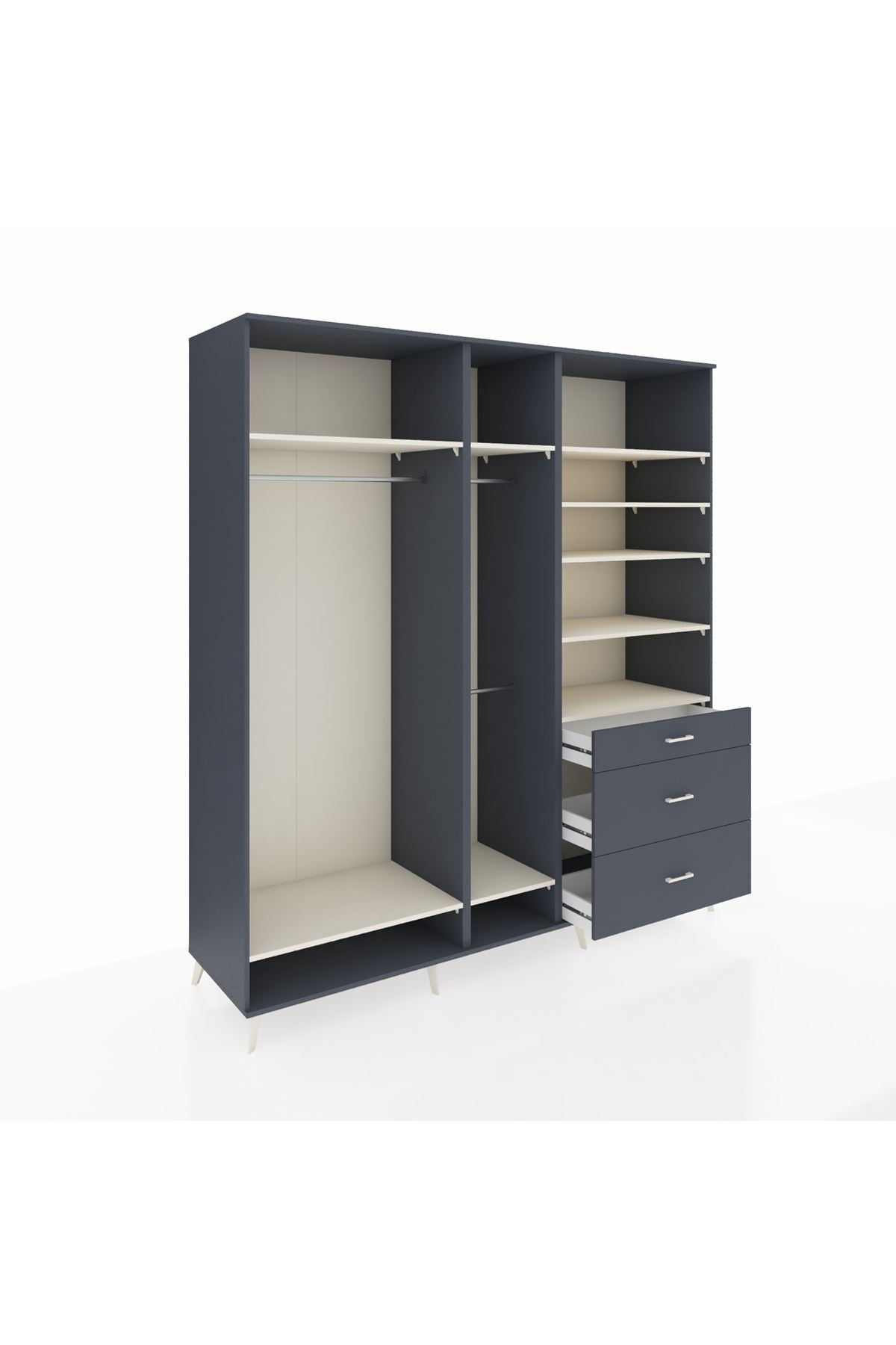 Kronos Dolap 9 Raflı 3 Çekmeceli 3 Askılı 220x59x243 - S784M064V14C