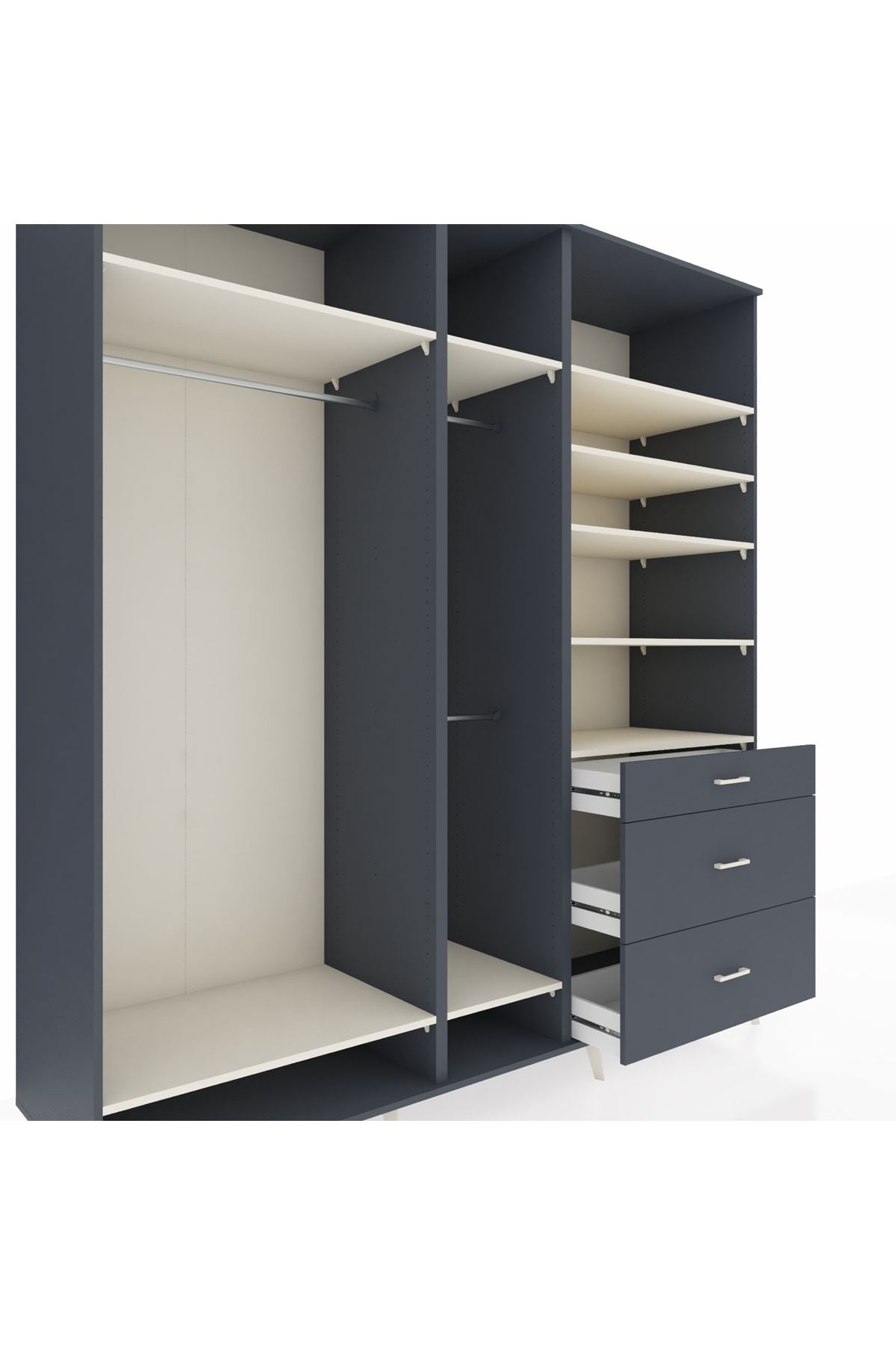 Kronos Dolap 9 Raflı 3 Çekmeceli 3 Askılı 220x59x243 - S784M064V14C