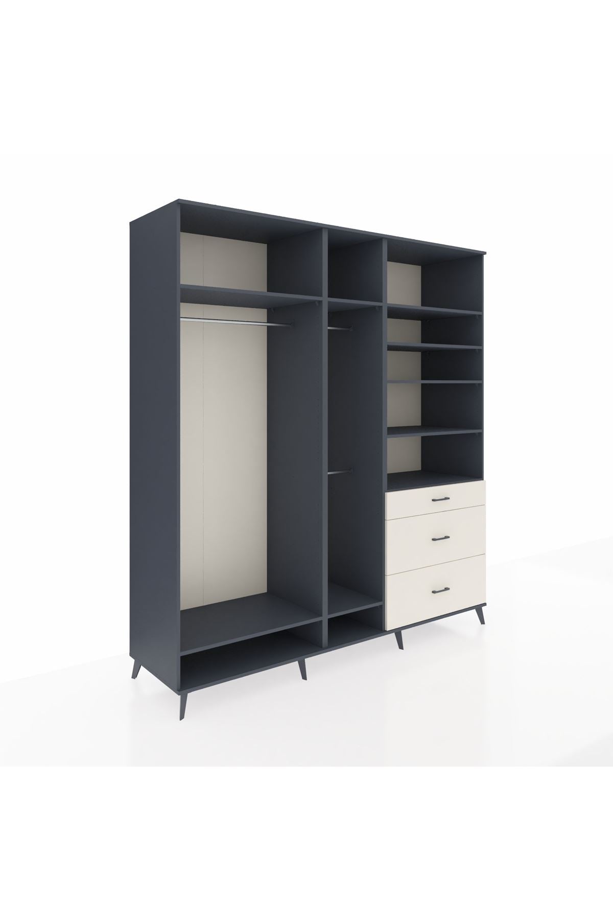 Kronos Dolap 9 Raflı 3 Çekmeceli 3 Askılı 220x59x243 - S784M064V16C