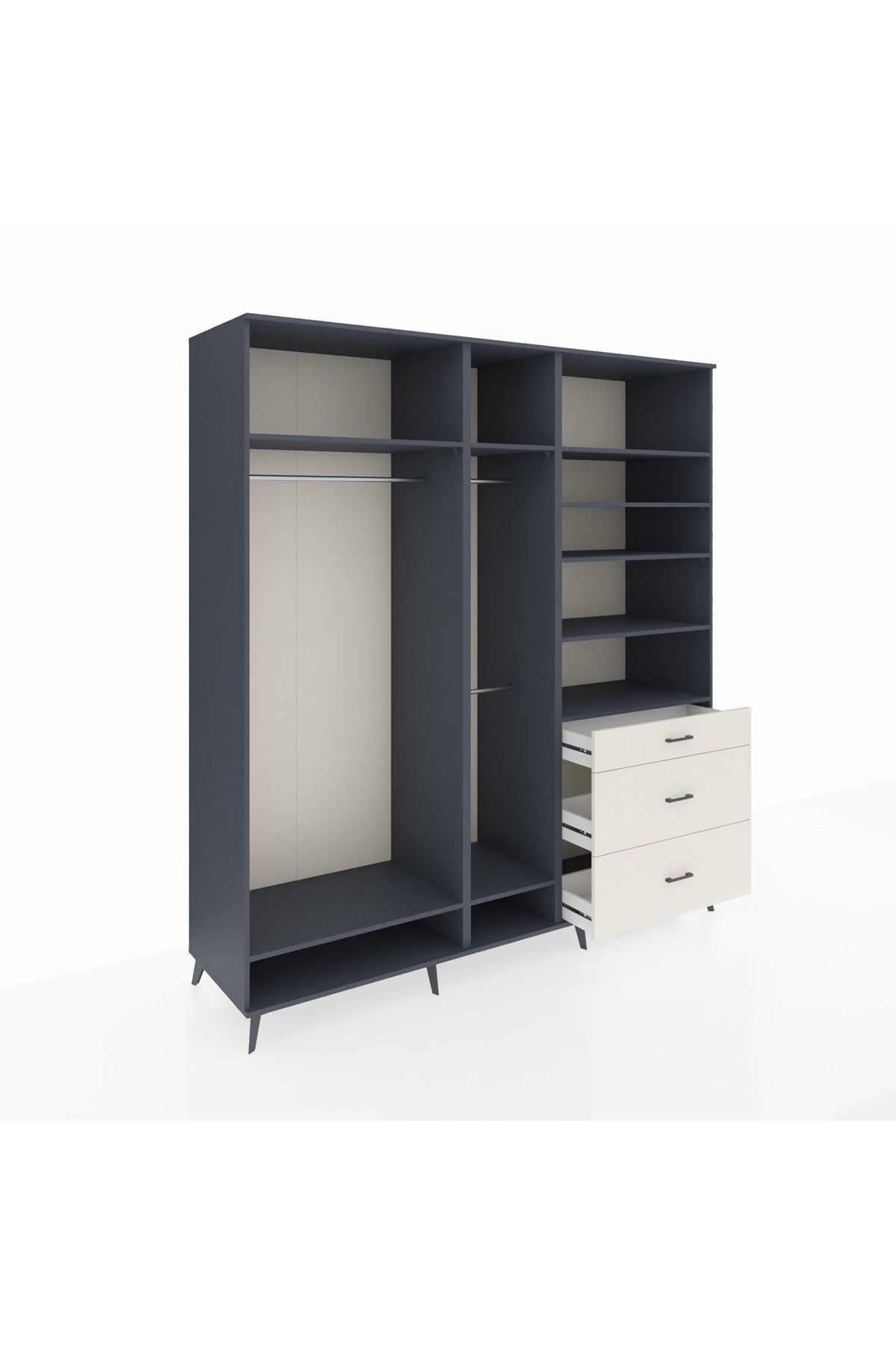 Kronos Dolap 9 Raflı 3 Çekmeceli 3 Askılı 220x59x243 - S784M064V16C