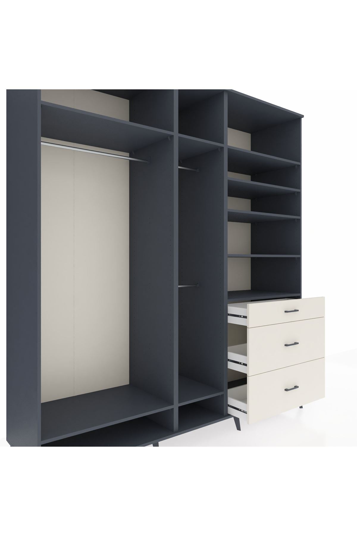 Kronos Dolap 9 Raflı 3 Çekmeceli 3 Askılı 220x59x243 - S784M064V16C