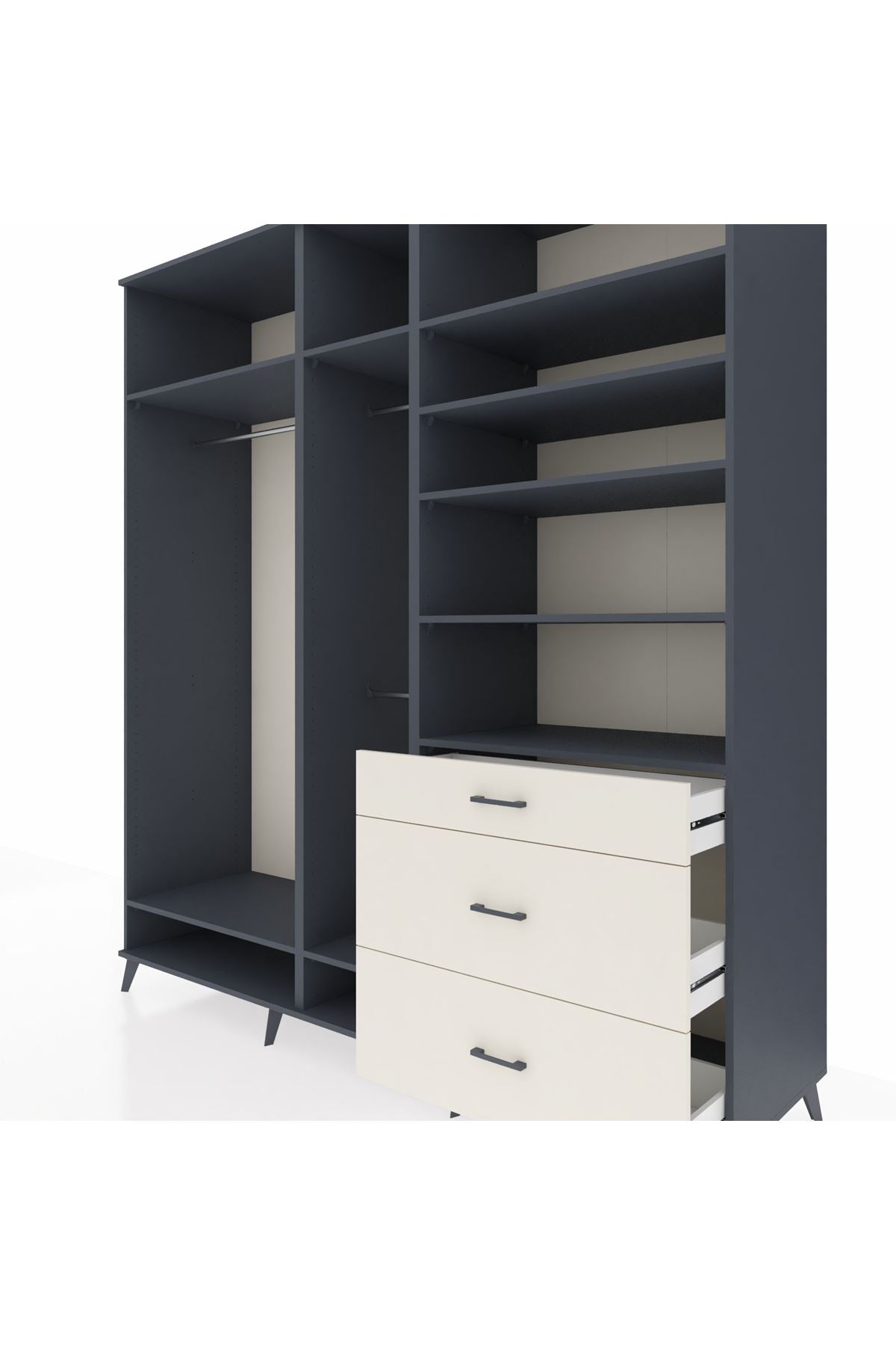 Kronos Dolap 9 Raflı 3 Çekmeceli 3 Askılı 220x59x243 - S784M064V16C