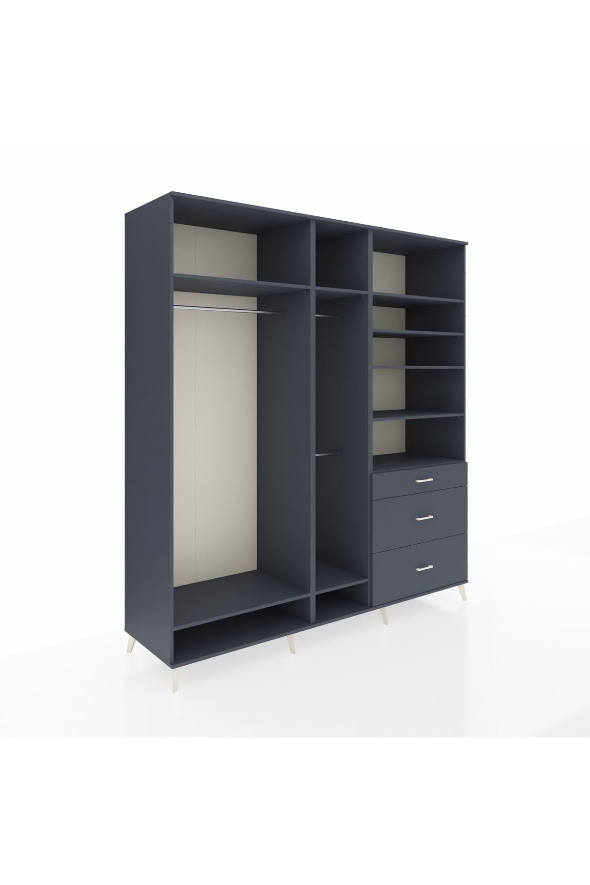 Kronos Dolap 9 Raflı 3 Çekmeceli 3 Askılı 220x59x243 - S784M064V17C