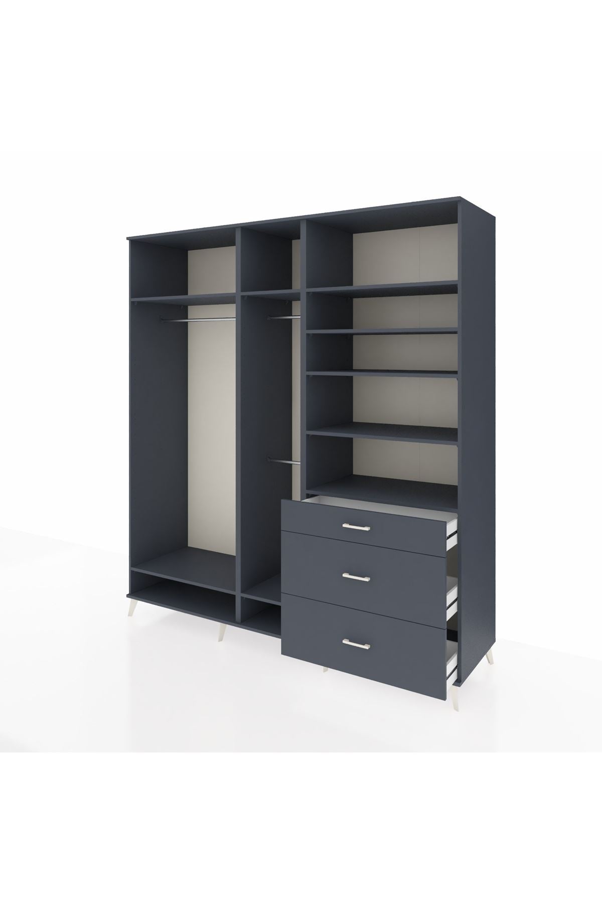 Kronos Dolap 9 Raflı 3 Çekmeceli 3 Askılı 220x59x243 - S784M064V17C