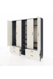 Hyperion Dolap 12 Raflı 4 Çekmeceli 2 Askılı 220x44x243 - S553M001V13B