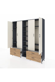 Hyperion Dolap 12 Raflı 4 Çekmeceli 2 Askılı 220x44x243 - S553M001V15B