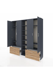 Hyperion Dolap 12 Raflı 4 Çekmeceli 2 Askılı 220x44x243 - S553M001V18B