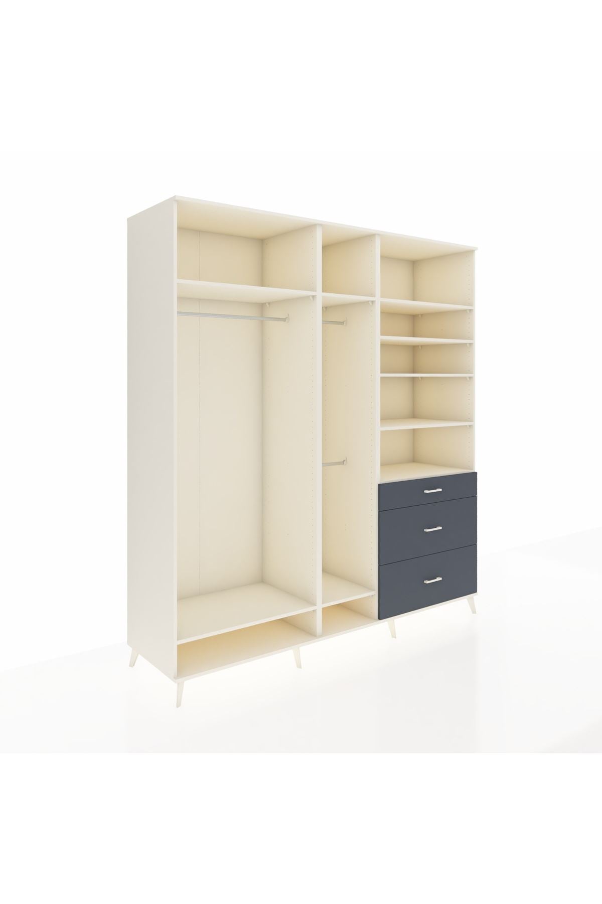 Kronos Dolap 9 Raflı 3 Çekmeceli 3 Askılı 220x59x243 - S784M064V05C